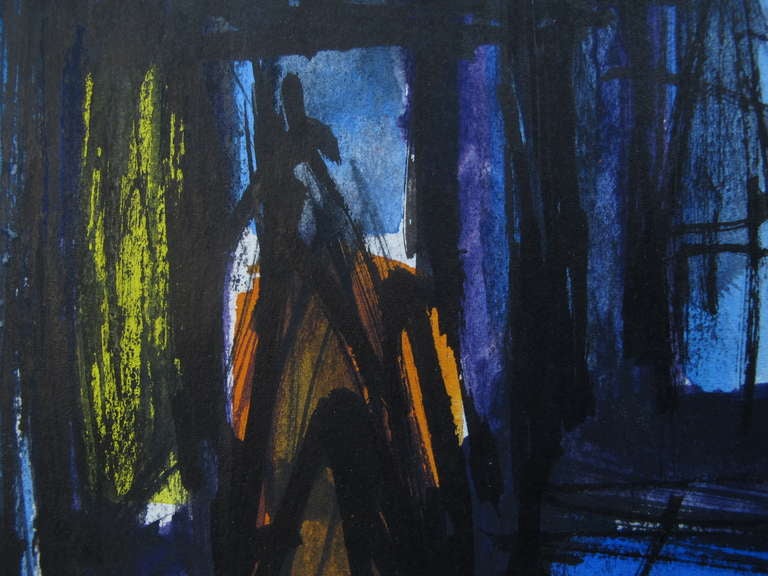 Frisman Vintage A Robert Freiman Gouache on Paper "Cathedrale" 1961
