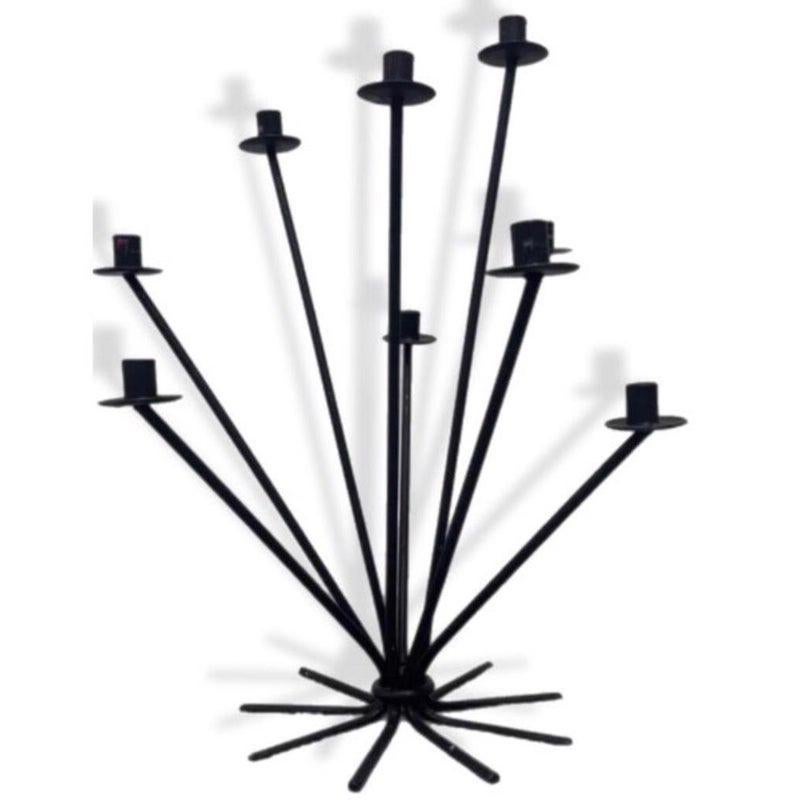 Frisman Vintage 50s Scandinavian Wrought Iron 9Light Ljusstake Starburst Vintage Menorah Denmark