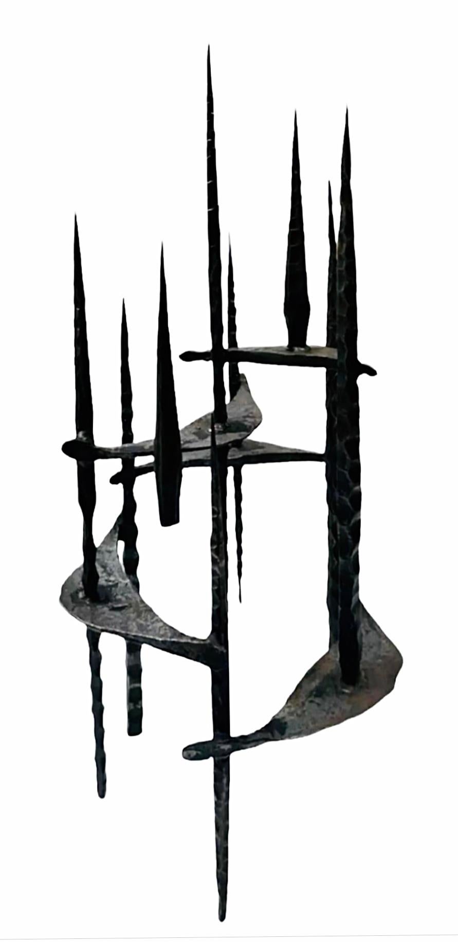 Frisman Vintage David Palumbo Huge Iconic Mid Century Modern Brutalist Hand Forged Iron Menorah