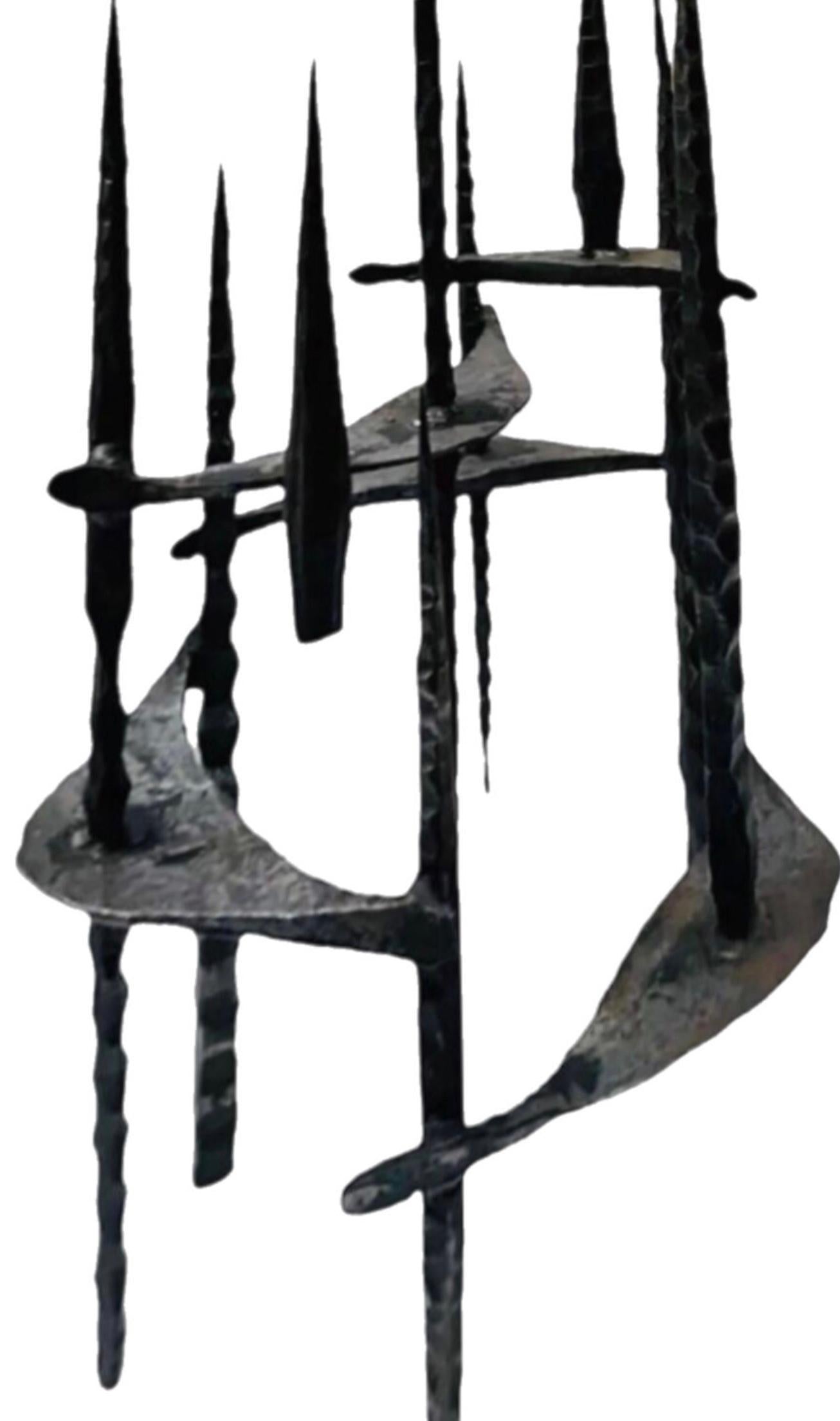 Frisman Vintage David Palumbo Huge Iconic Mid Century Modern Brutalist Hand Forged Iron Menorah