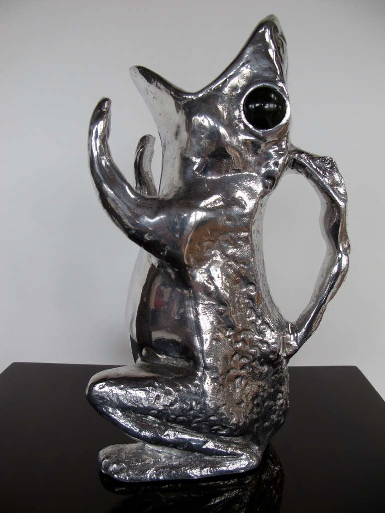 Frisman Vintage A Charming Frog Pitcher by Arthur Court in Cast Aluminum