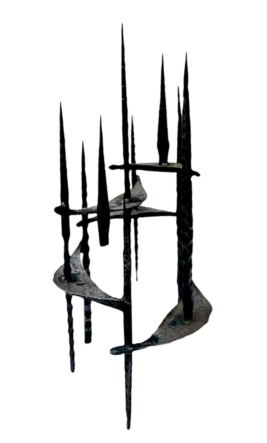 Frisman Vintage David Palumbo Huge Iconic Mid Century Modern Brutalist Hand Forged Iron Menorah