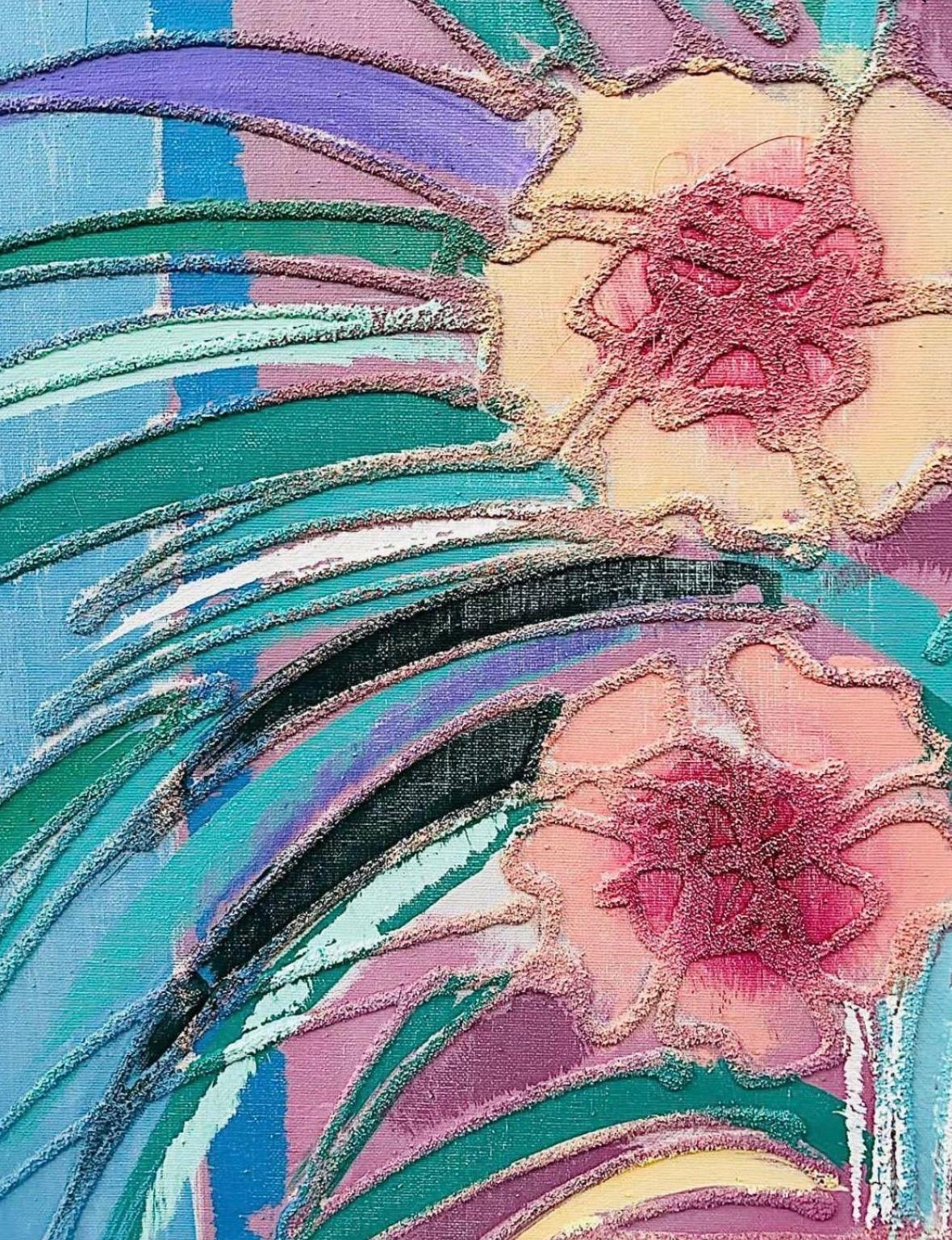 Frisman Vintage Rare Lee Reynolds Vanguard Vintage Abstract Modern Floral Oil Painting Framed