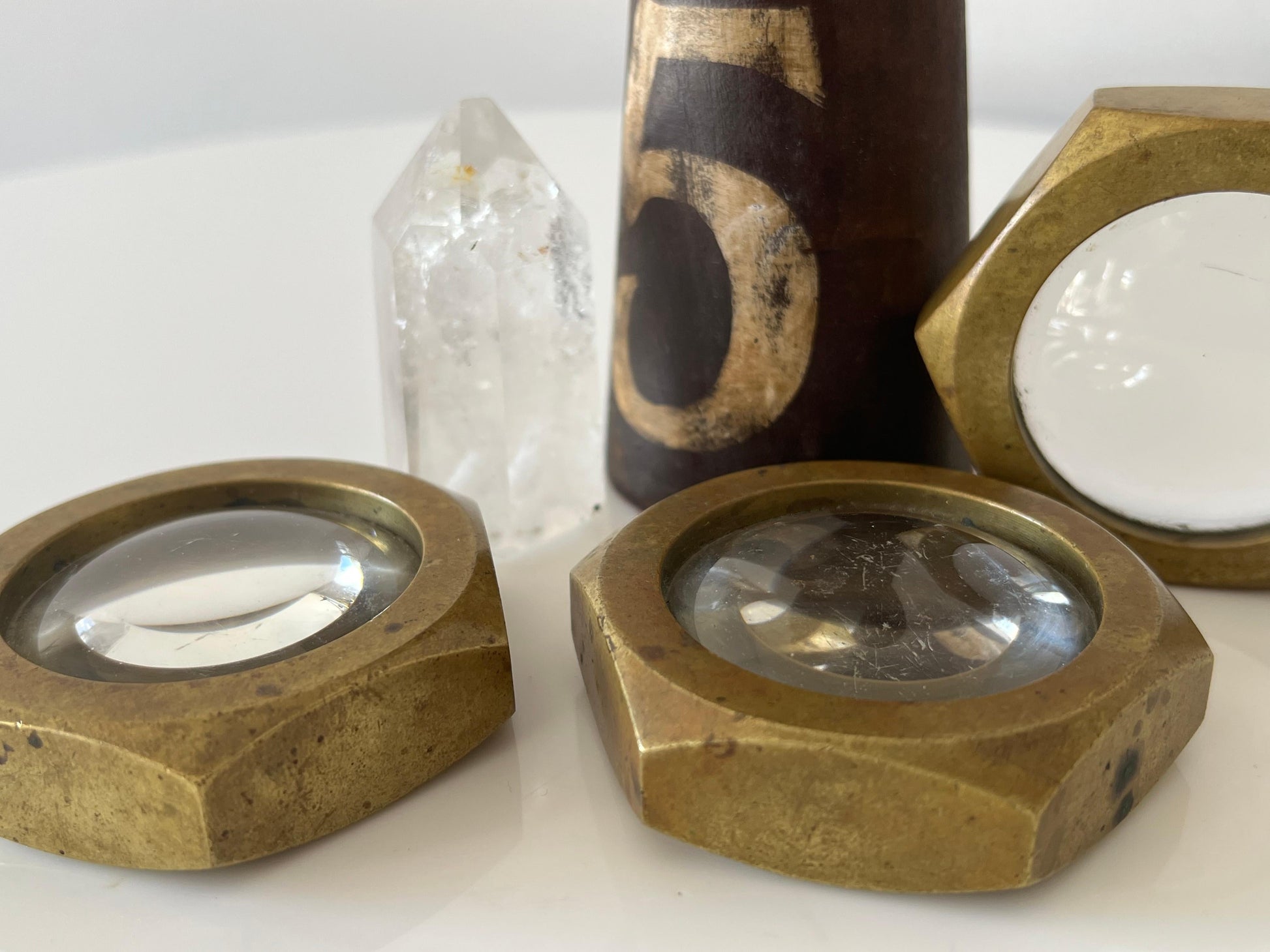 Frisman Vintage Vintage Carl Aubock Set of Three Magnifying Glass Paperweights ca' 1950's