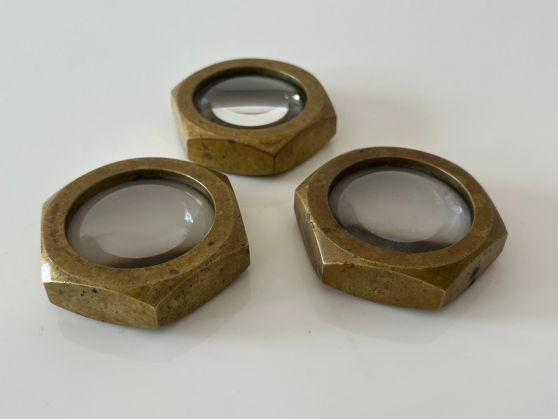 Frisman Vintage Vintage Carl Aubock Set of Three Magnifying Glass Paperweights ca' 1950's