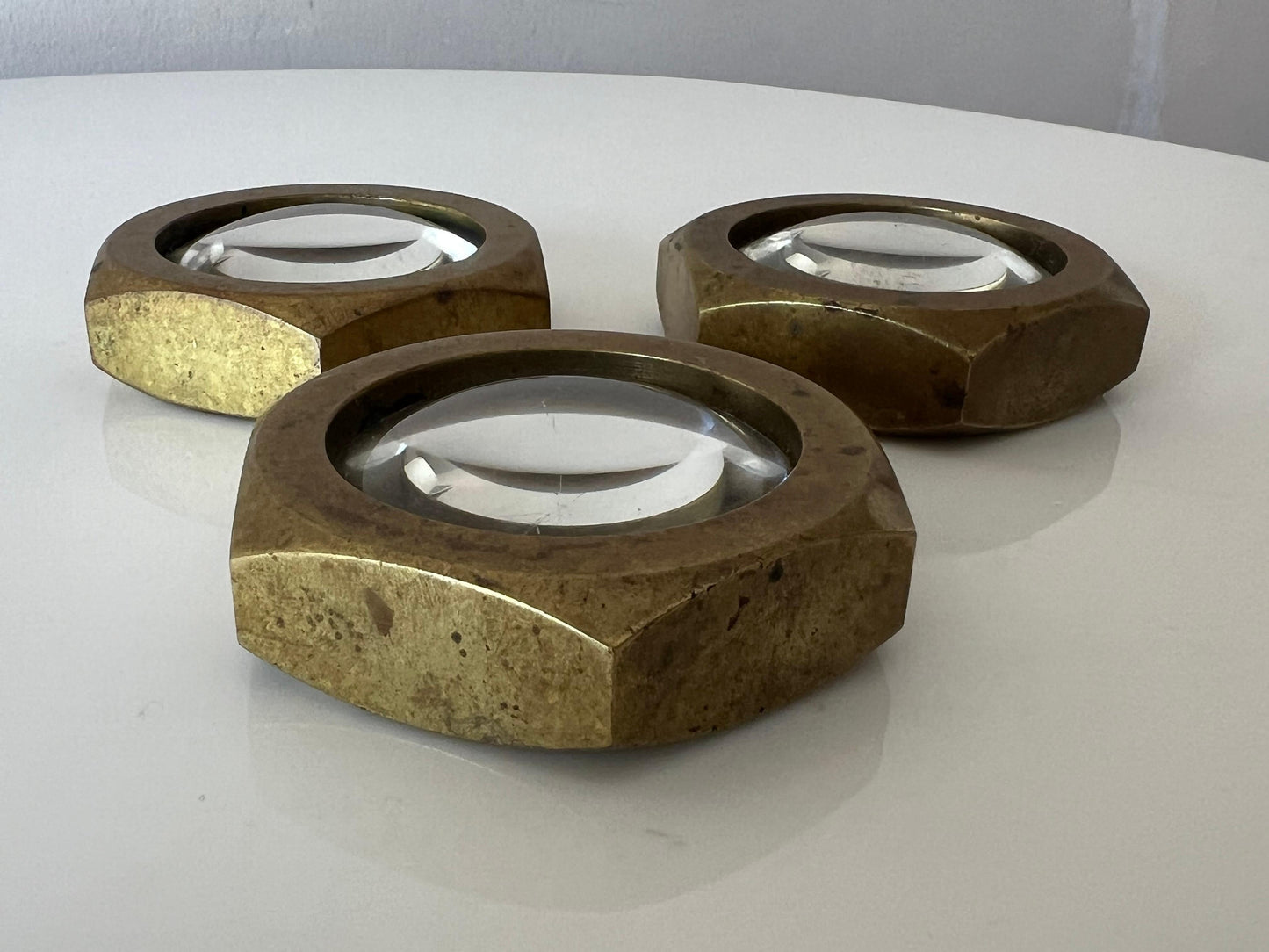 Frisman Vintage Vintage Carl Aubock Set of Three Magnifying Glass Paperweights ca' 1950's