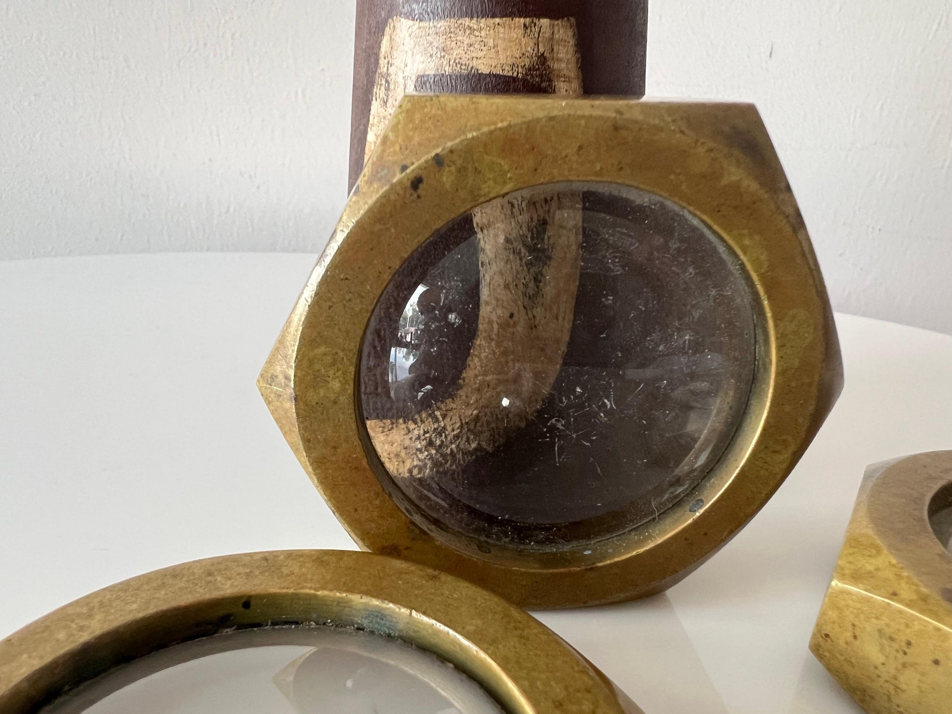 Frisman Vintage Vintage Carl Aubock Set of Three Magnifying Glass Paperweights ca' 1950's