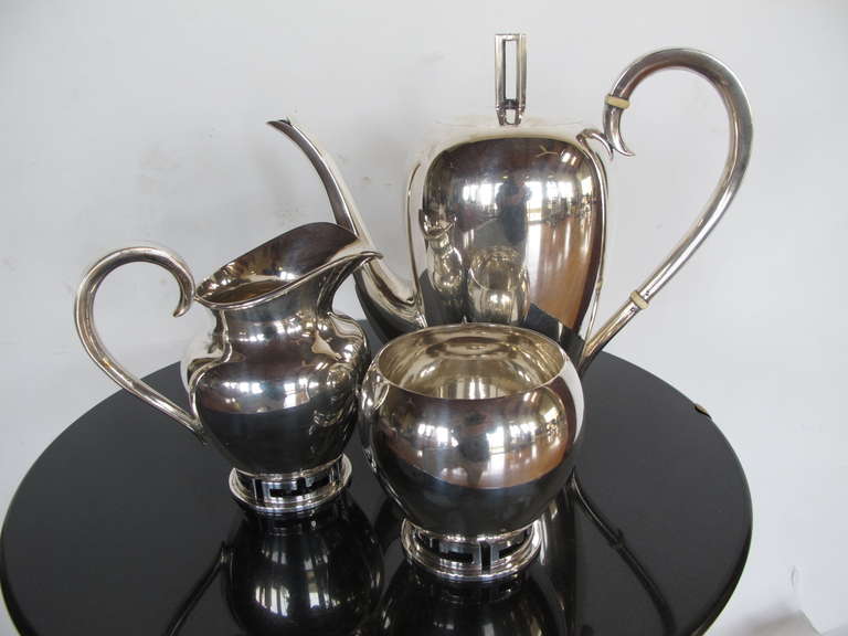 Frisman Vintage Allan Adler Greek Key Sterling Tea Set