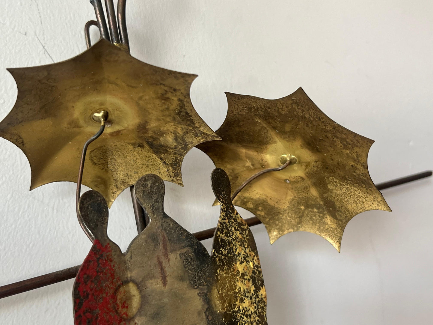 Frisman Vintage A Curtis Jere Brass Sculpture Umbrellas And People ca' 1970's