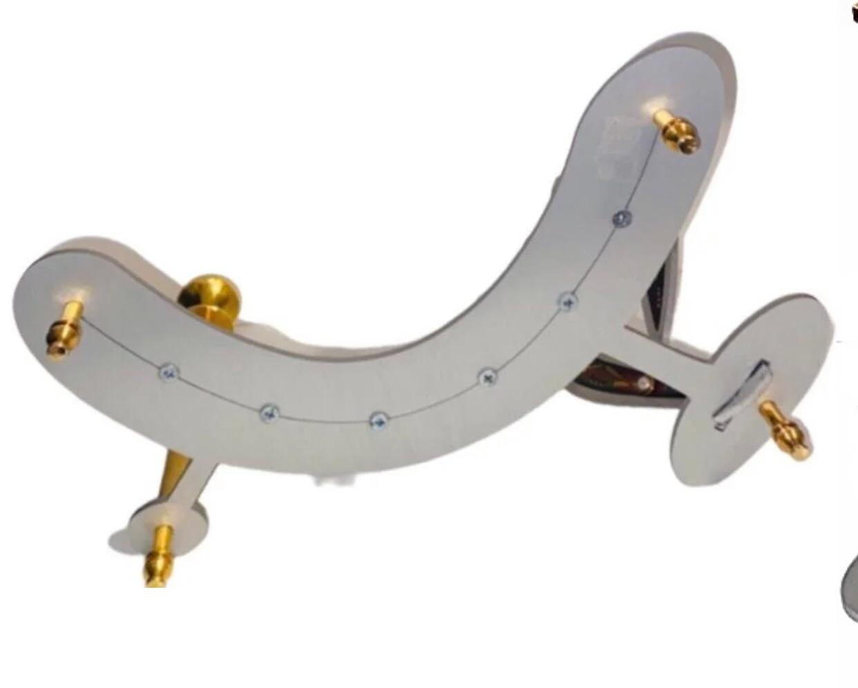 Frisman Vintage 80s Handmade Vintage Postmodern Memphis Aluminum & Inlaid Abstract Menorah