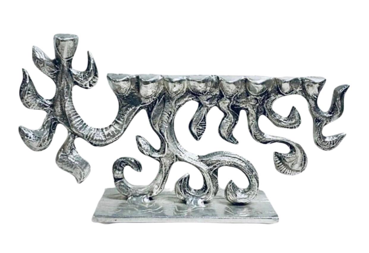 Frisman Vintage Huge Vintage Mid Century Modern Don Drumm Cast Aluminum Brutalist Menorah