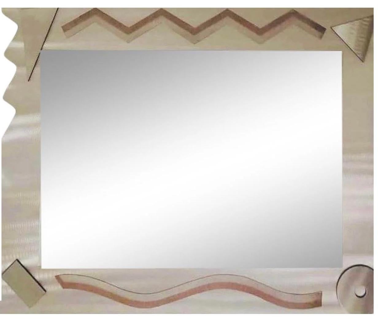 Frisman Vintage 90s Post Modern Alessandro Mendini Glas Italia Memphis Industrial Wall Mirror