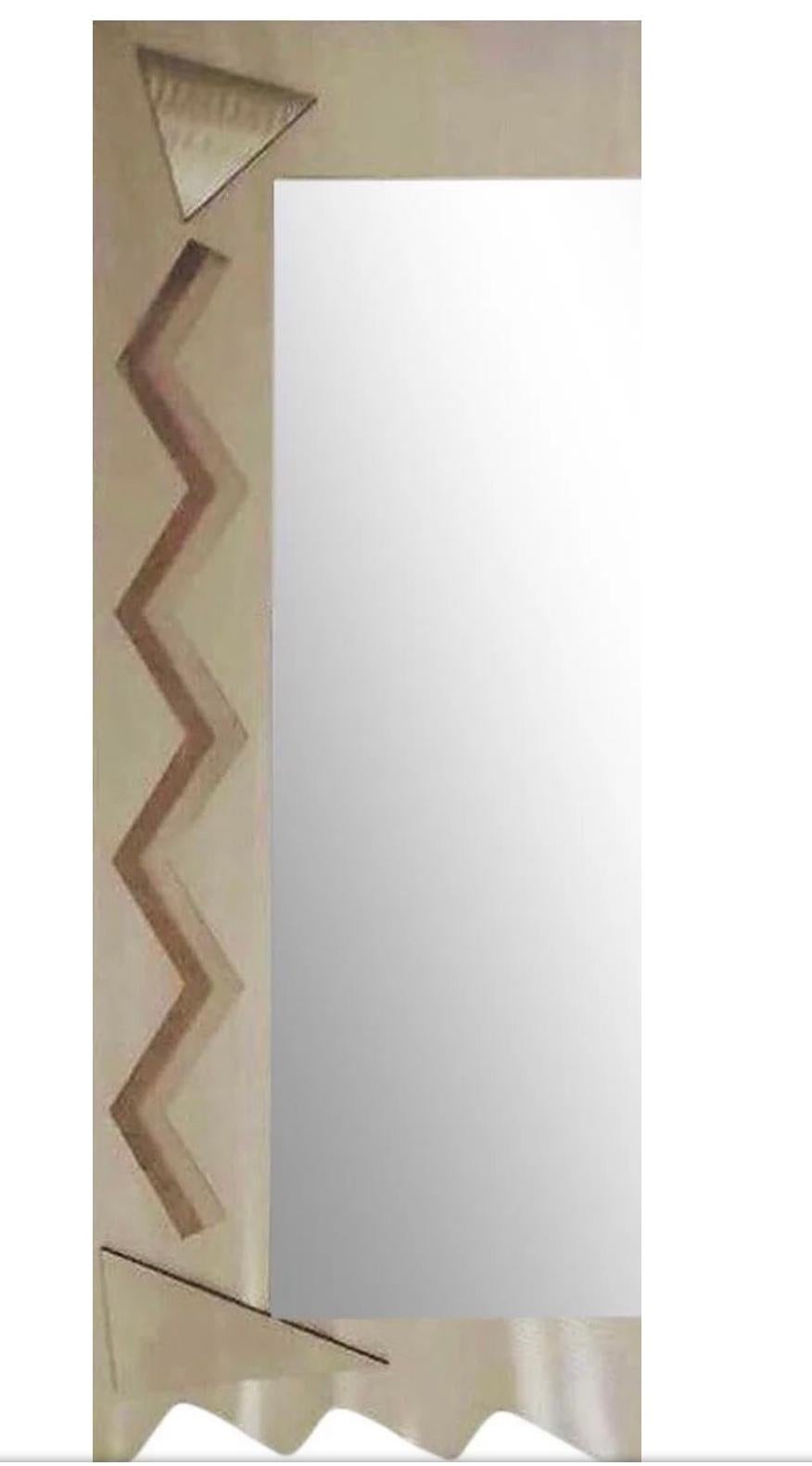 Frisman Vintage 90s Post Modern Alessandro Mendini Glas Italia Memphis Industrial Wall Mirror