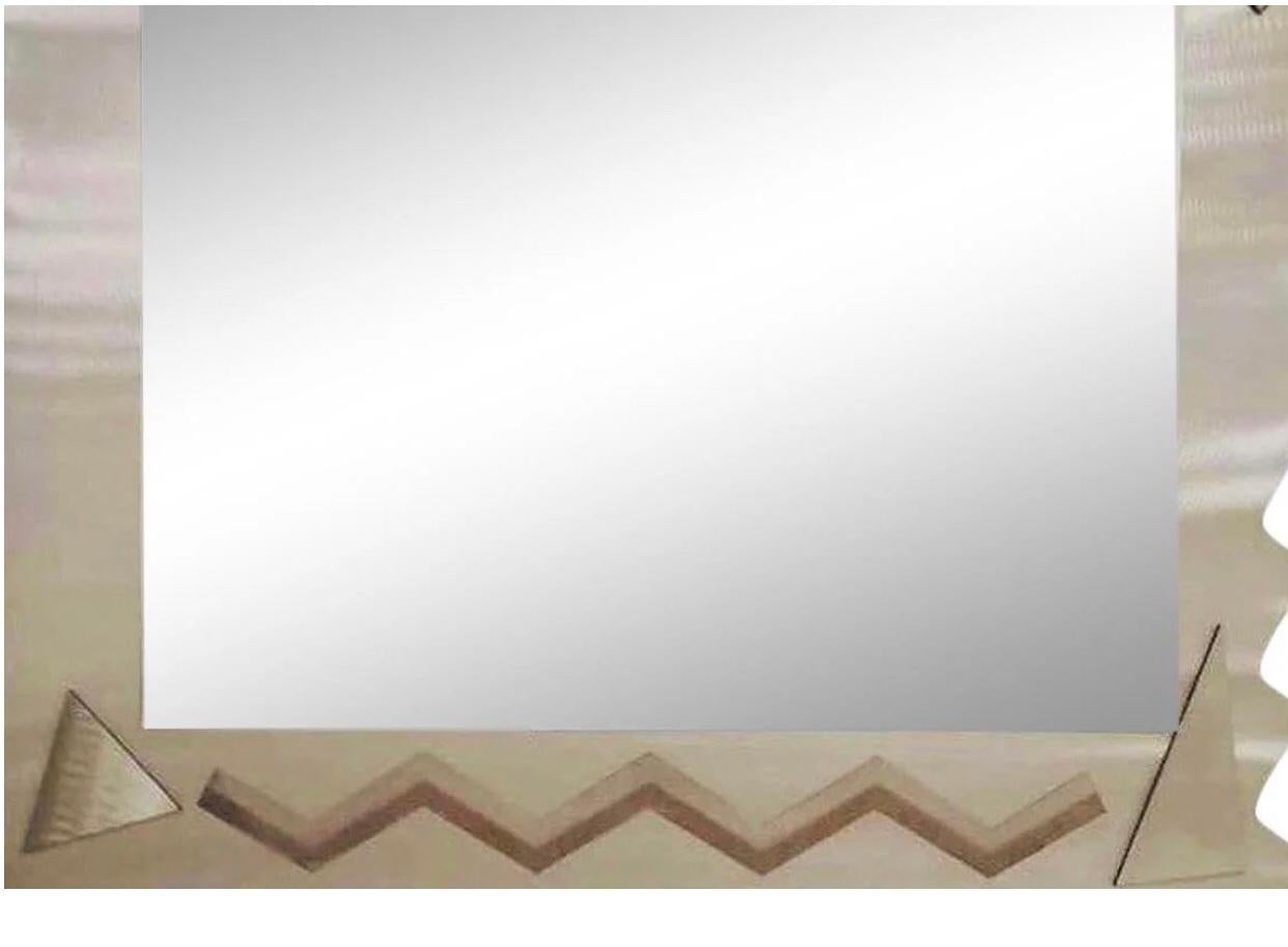 Frisman Vintage 90s Post Modern Alessandro Mendini Glas Italia Memphis Industrial Wall Mirror
