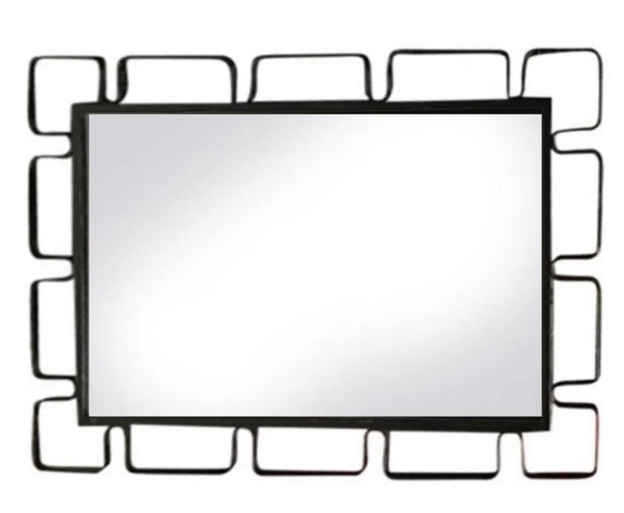 Frisman Vintage Rare 50s Frederick Weinberg Wrought Iron Mid Century Modern Deco Wall Mirror