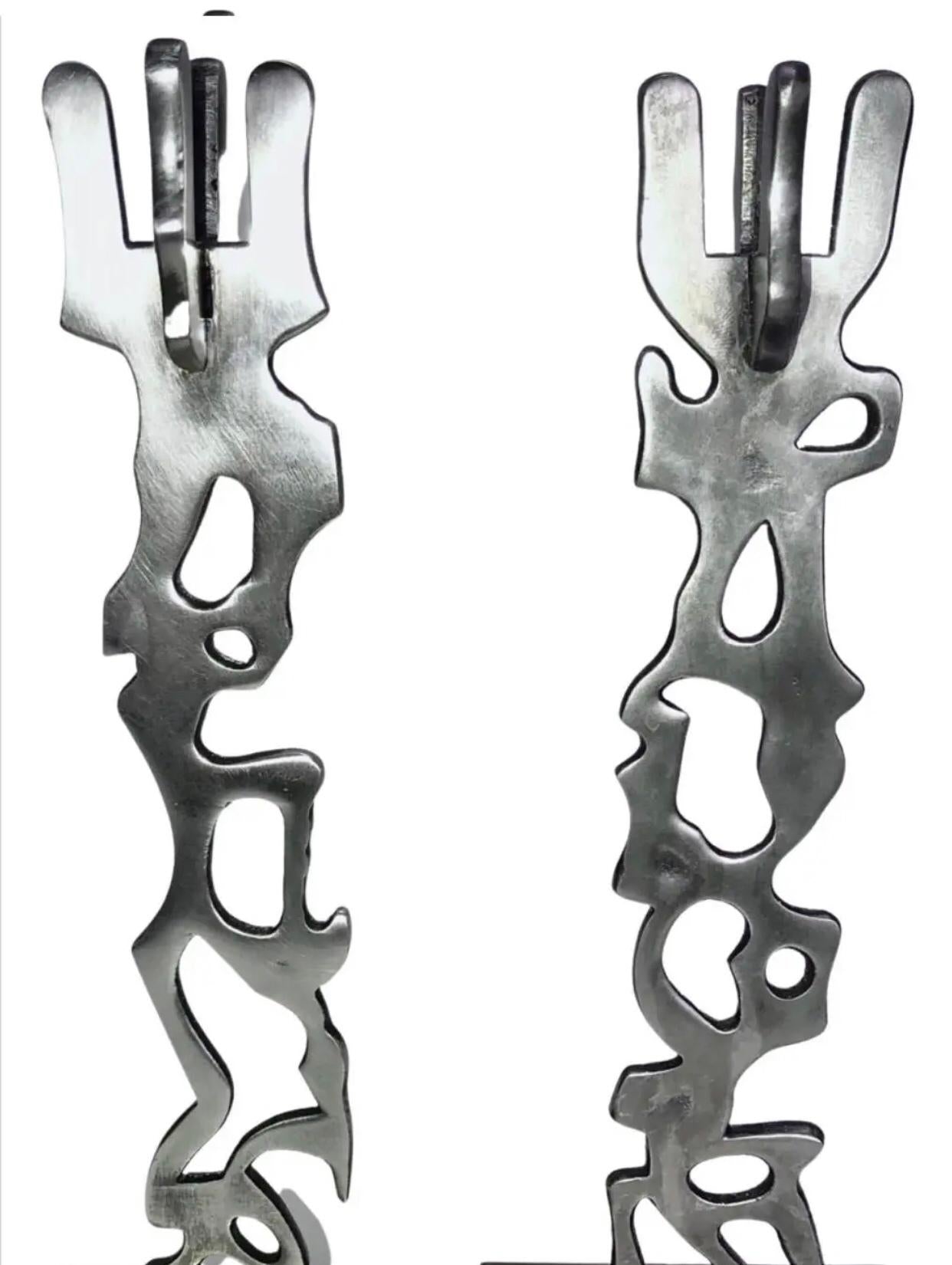 Frisman Vintage 1990s Pair Postmodern Memphis Industrial R W Stoller Brutalist Candle Holders