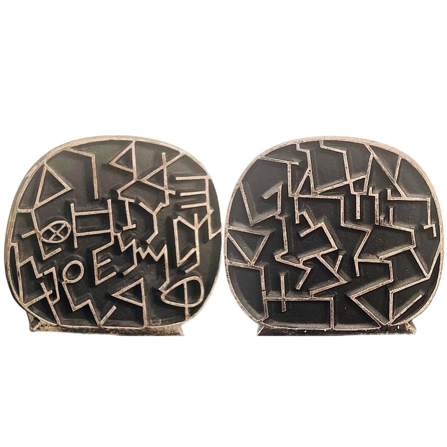 Frisman Vintage Rare Pair Vintage 50s Yehiel Hadany Mid Century Modern Brutalist Bronze Bookends