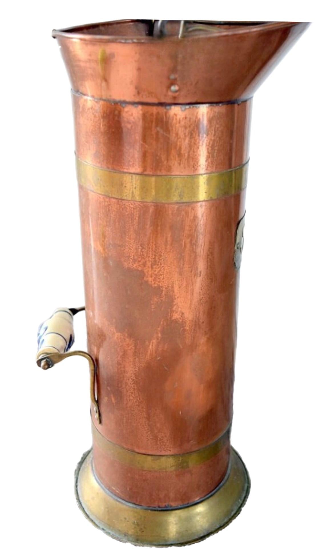 Frisman Vintage 19c Antique Copper Brass Coal Scuttle Umbrella Stand Holder Netherlands