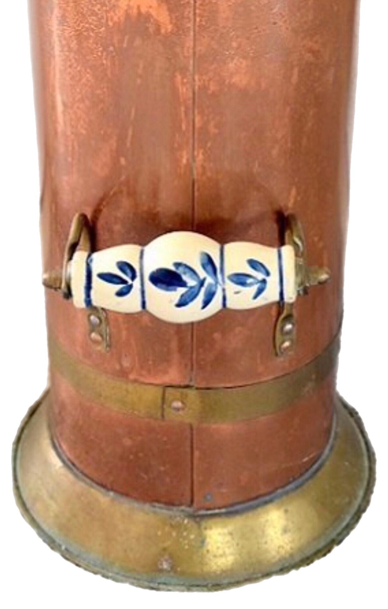 Frisman Vintage 19c Antique Copper Brass Coal Scuttle Umbrella Stand Holder Netherlands