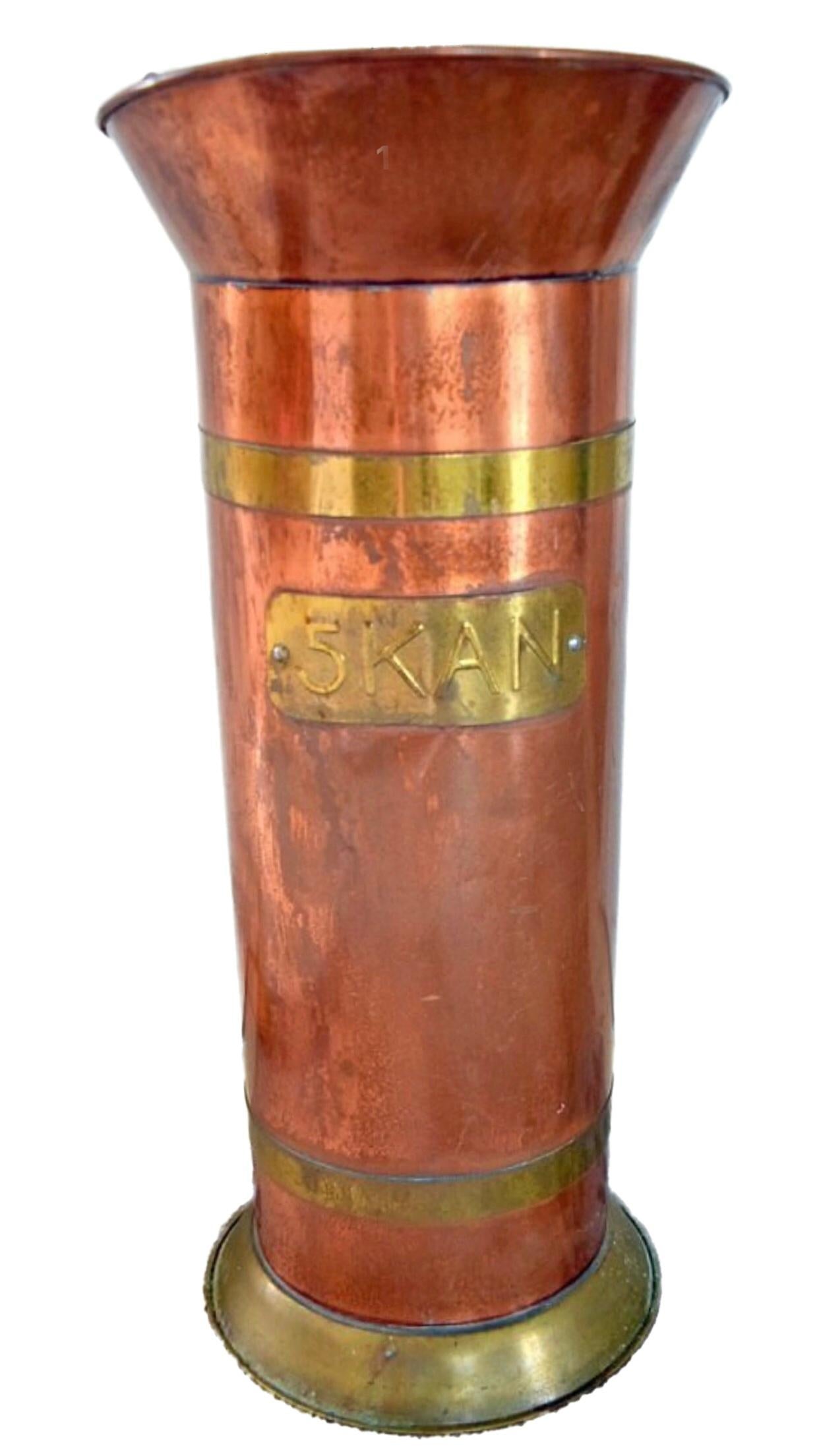 Frisman Vintage 19c Antique Copper Brass Coal Scuttle Umbrella Stand Holder Netherlands
