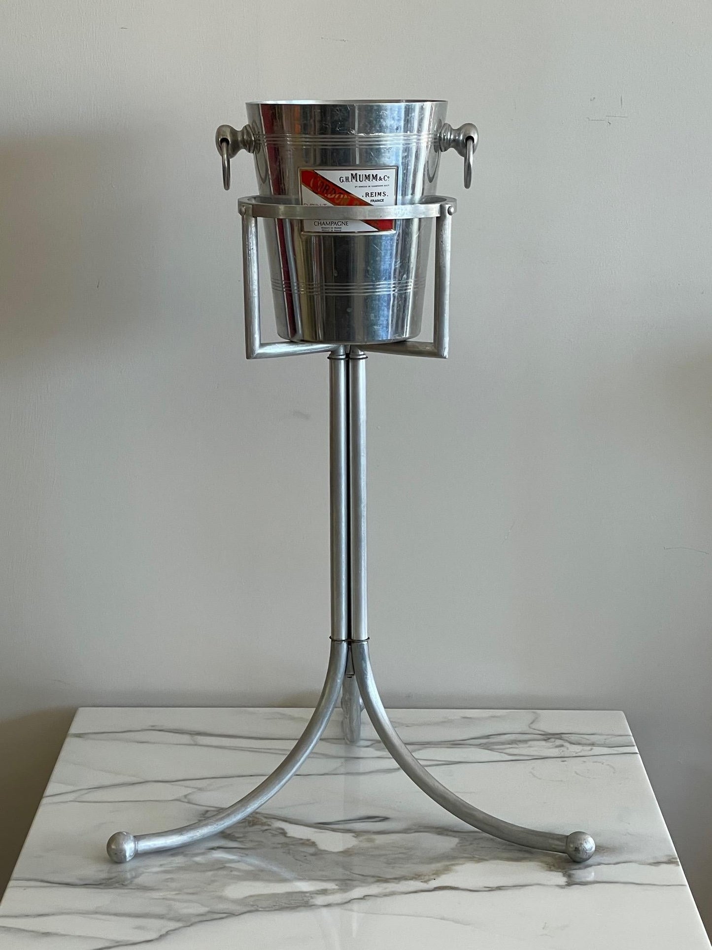 Frisman Vintage Machine Age Aluminum Ice Bucket Stand