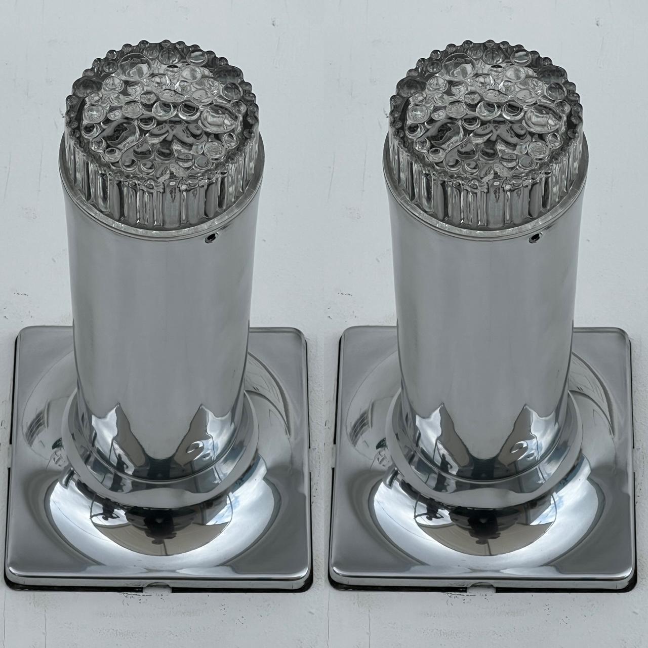 Frisman Vintage A Pair Of Polished Aluminum Lights By Ilum ca' 1970's Space Age