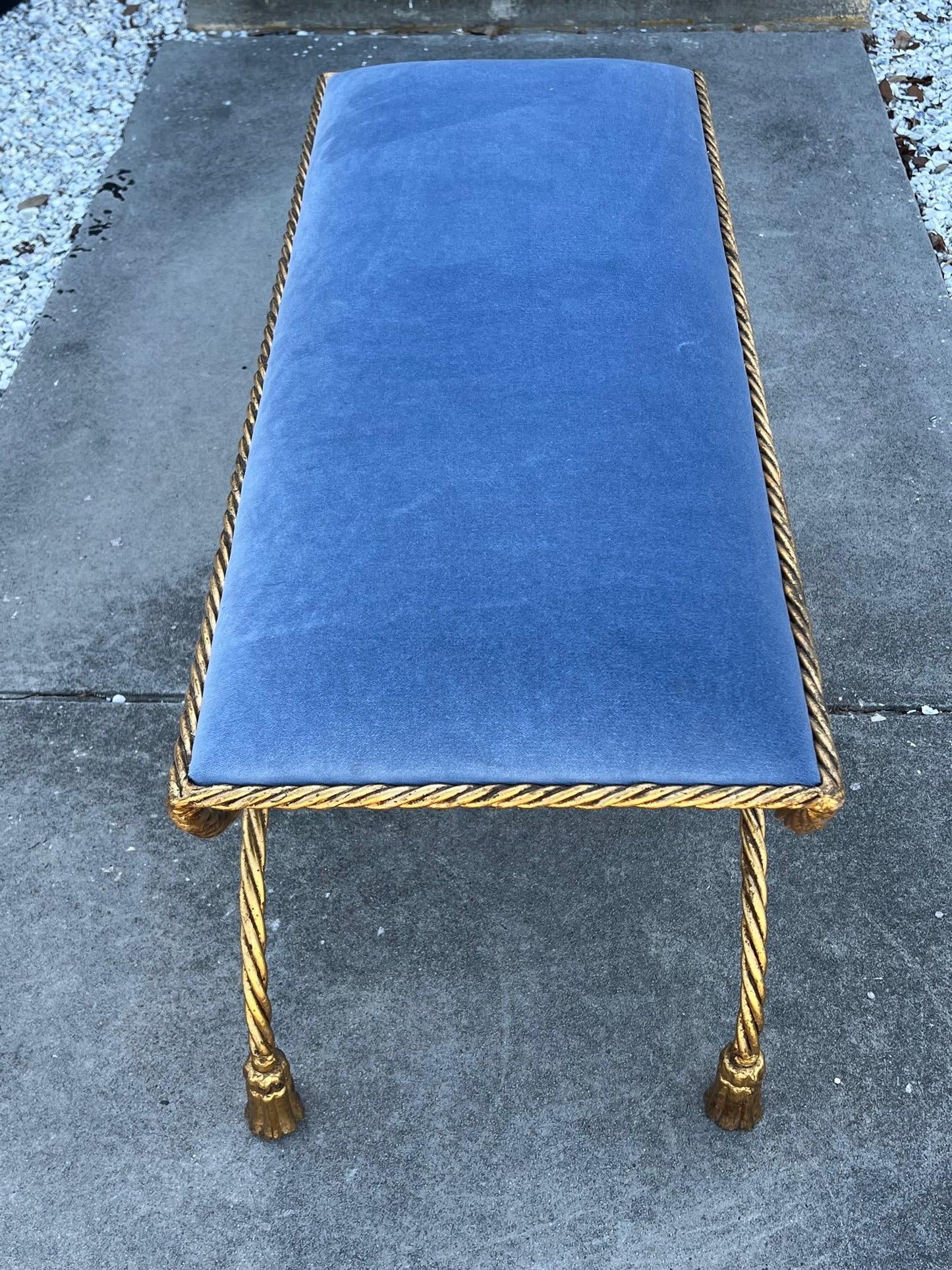 Frisman Vintage Italian Gilt Metal Hollywood Regency Bench