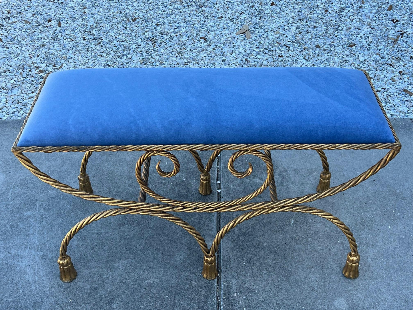 Frisman Vintage Italian Gilt Metal Hollywood Regency Bench