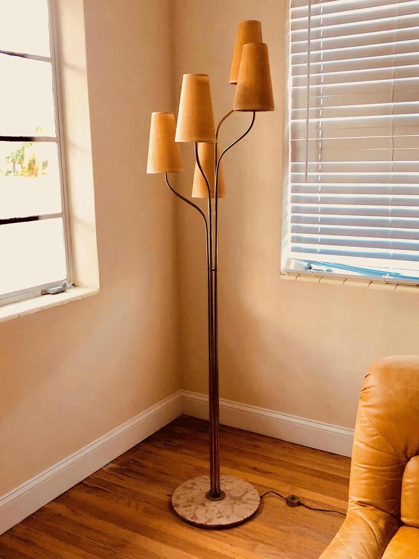 Frisman Vintage A Five Arm Tree Form Brass Floorlamp