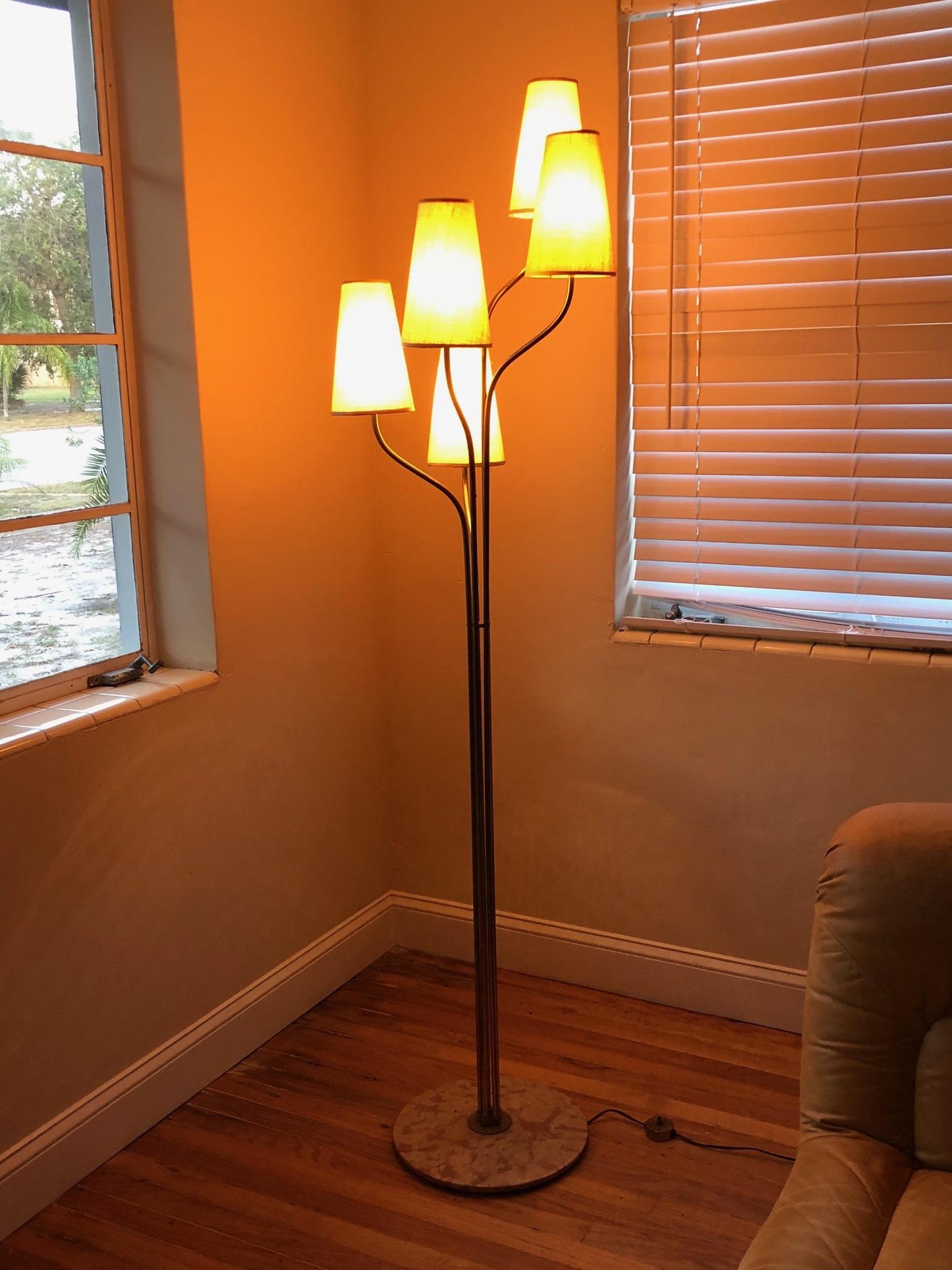 Frisman Vintage A Five Arm Tree Form Brass Floorlamp
