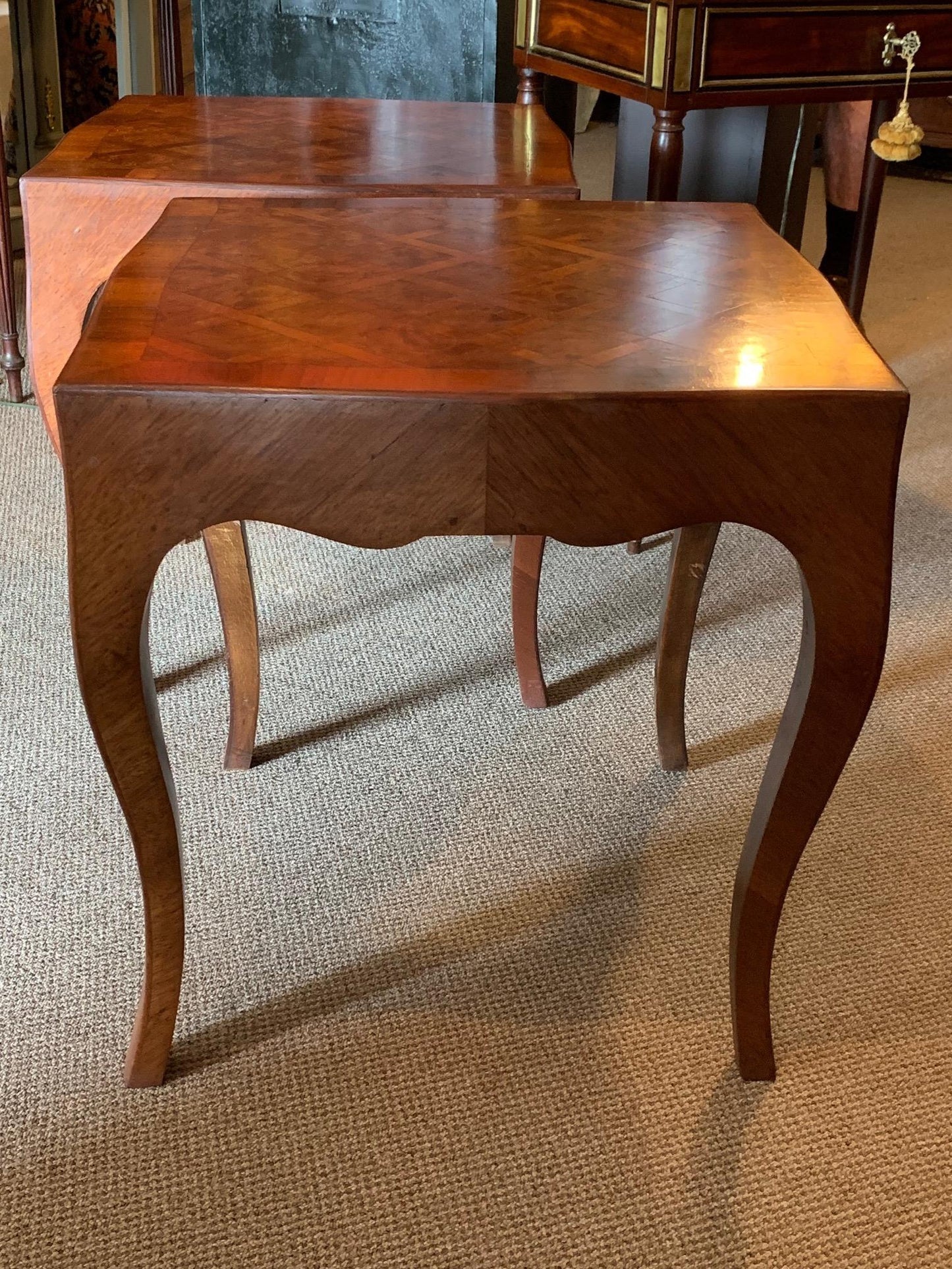 Frisman Vintage Pair of Elegant Italian Tables with Cabriolet Legs