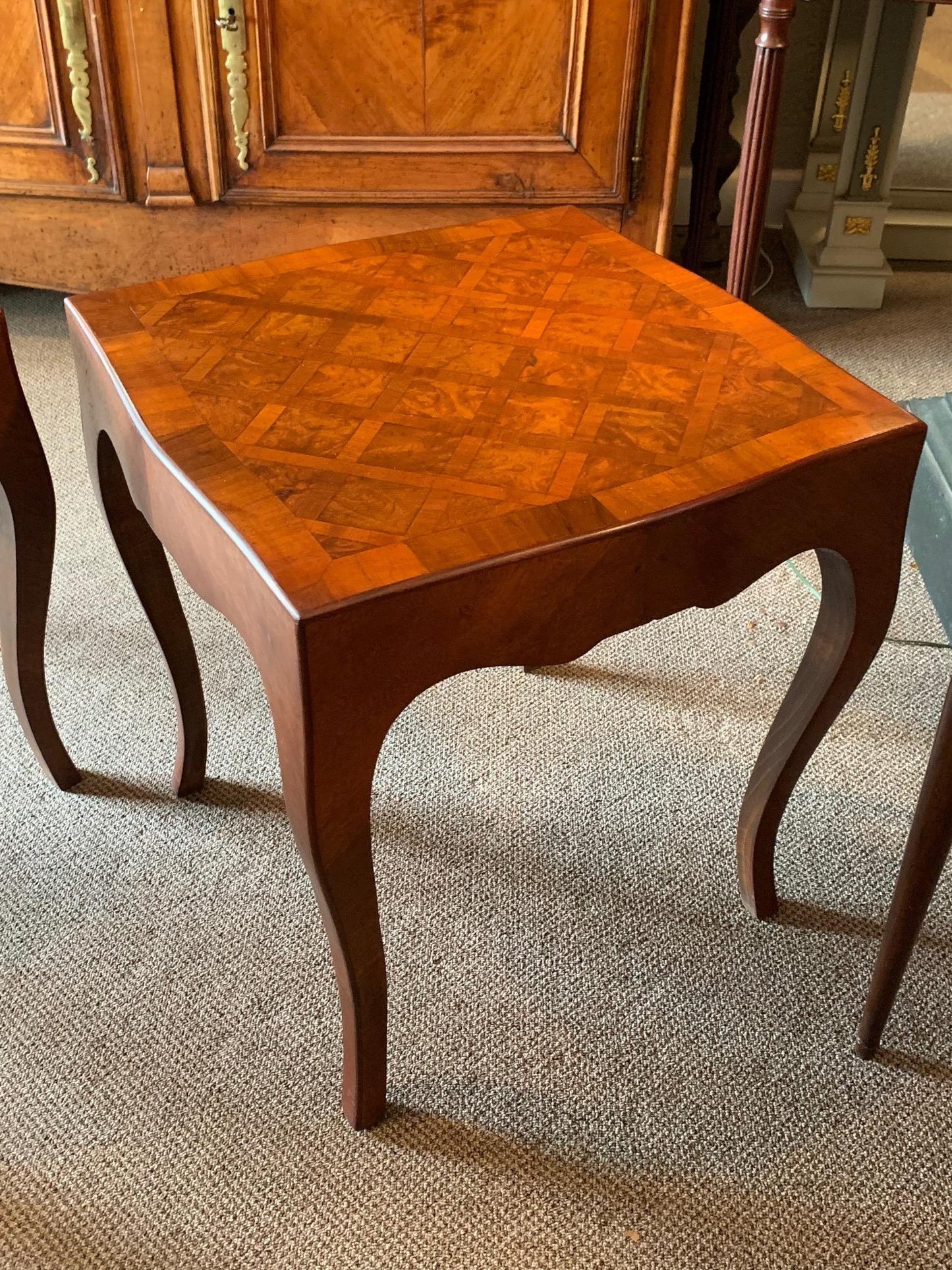 Frisman Vintage Pair of Elegant Italian Tables with Cabriolet Legs