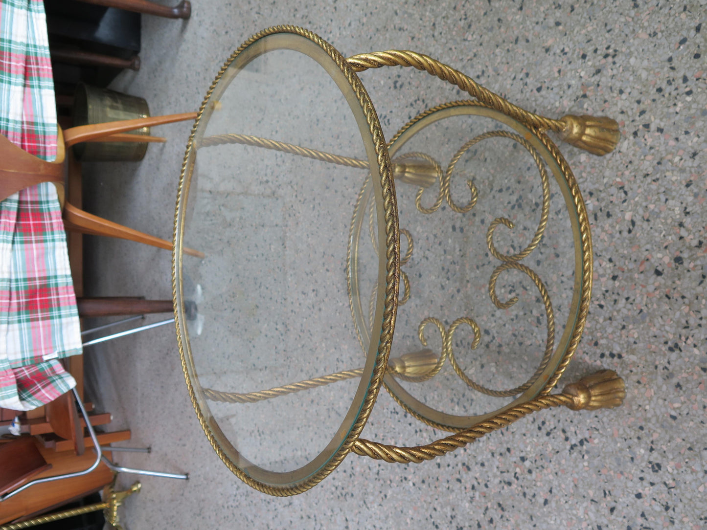 Frisman Vintage Italian Hollywood Regency Gilt Metal and Tassel Table