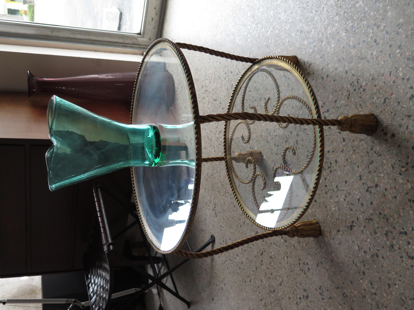 Frisman Vintage Italian Hollywood Regency Gilt Metal and Tassel Table
