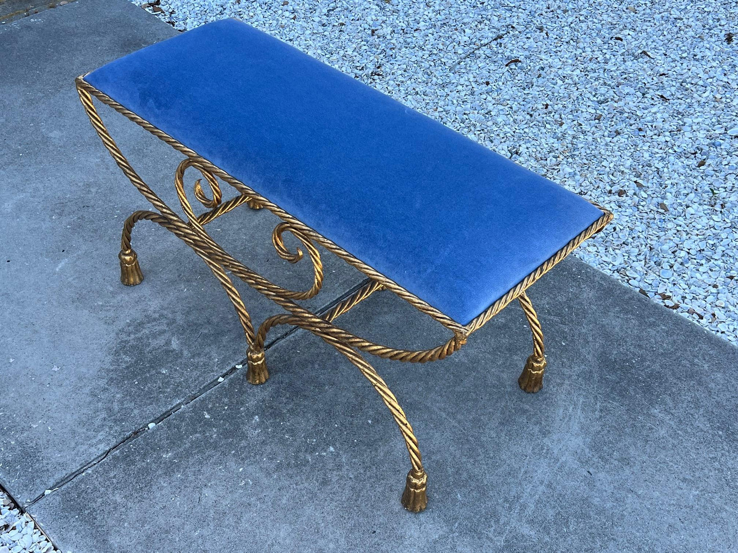 Frisman Vintage Italian Gilt Metal Hollywood Regency Bench
