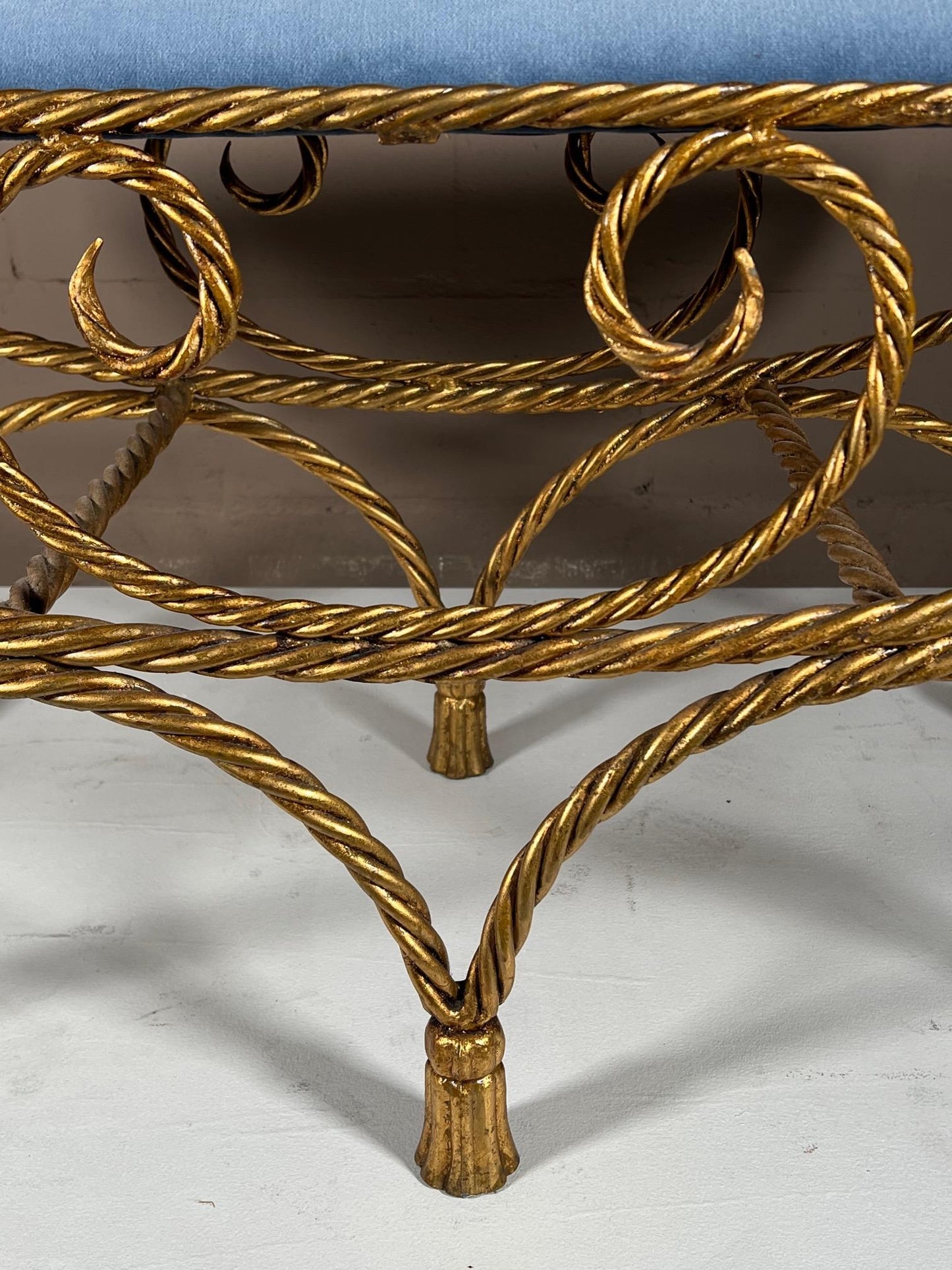 Frisman Vintage Italian Gilt Metal Hollywood Regency Bench