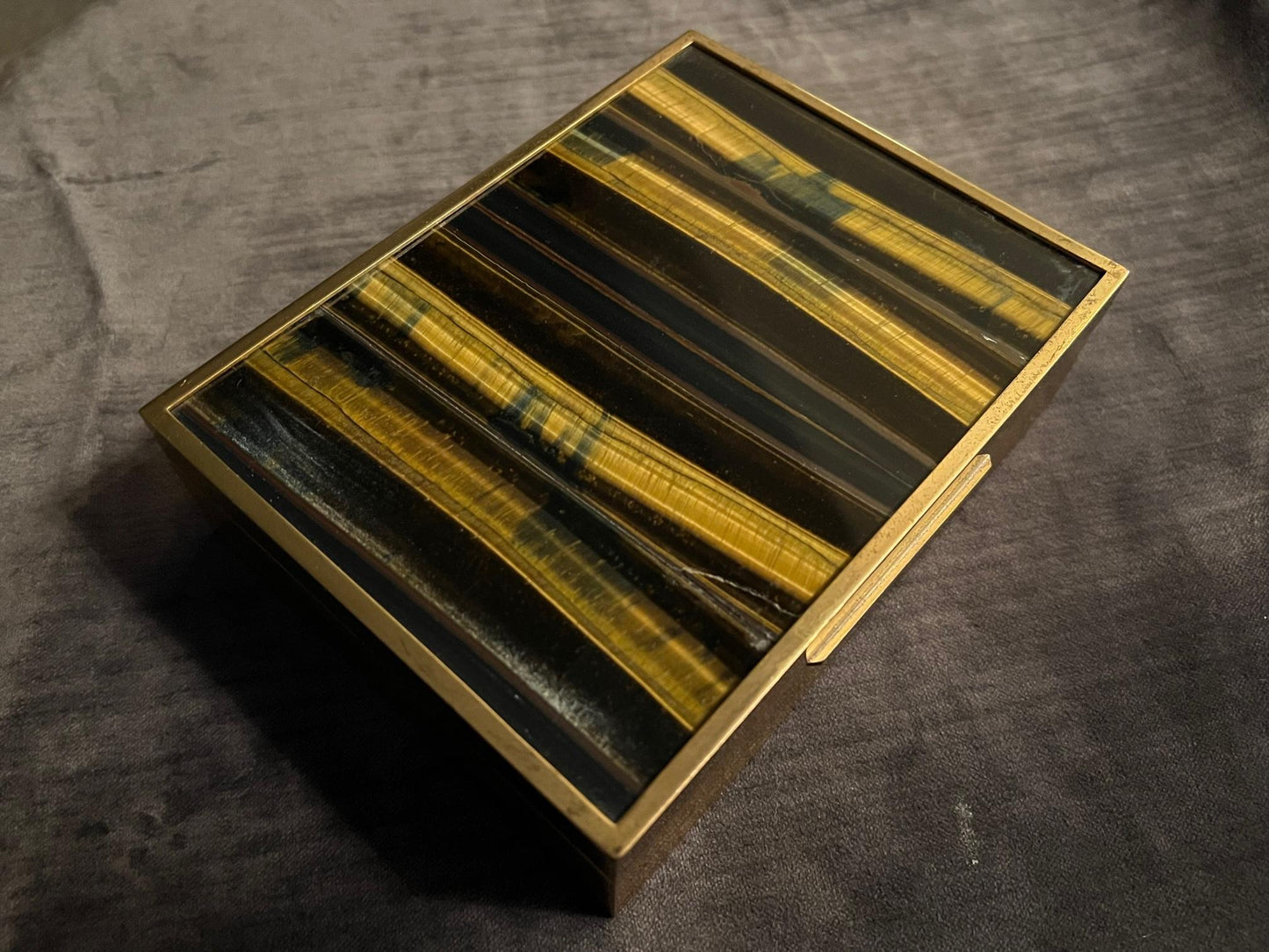 Frisman Vintage Italian Box In Brass And Tiger's Eye