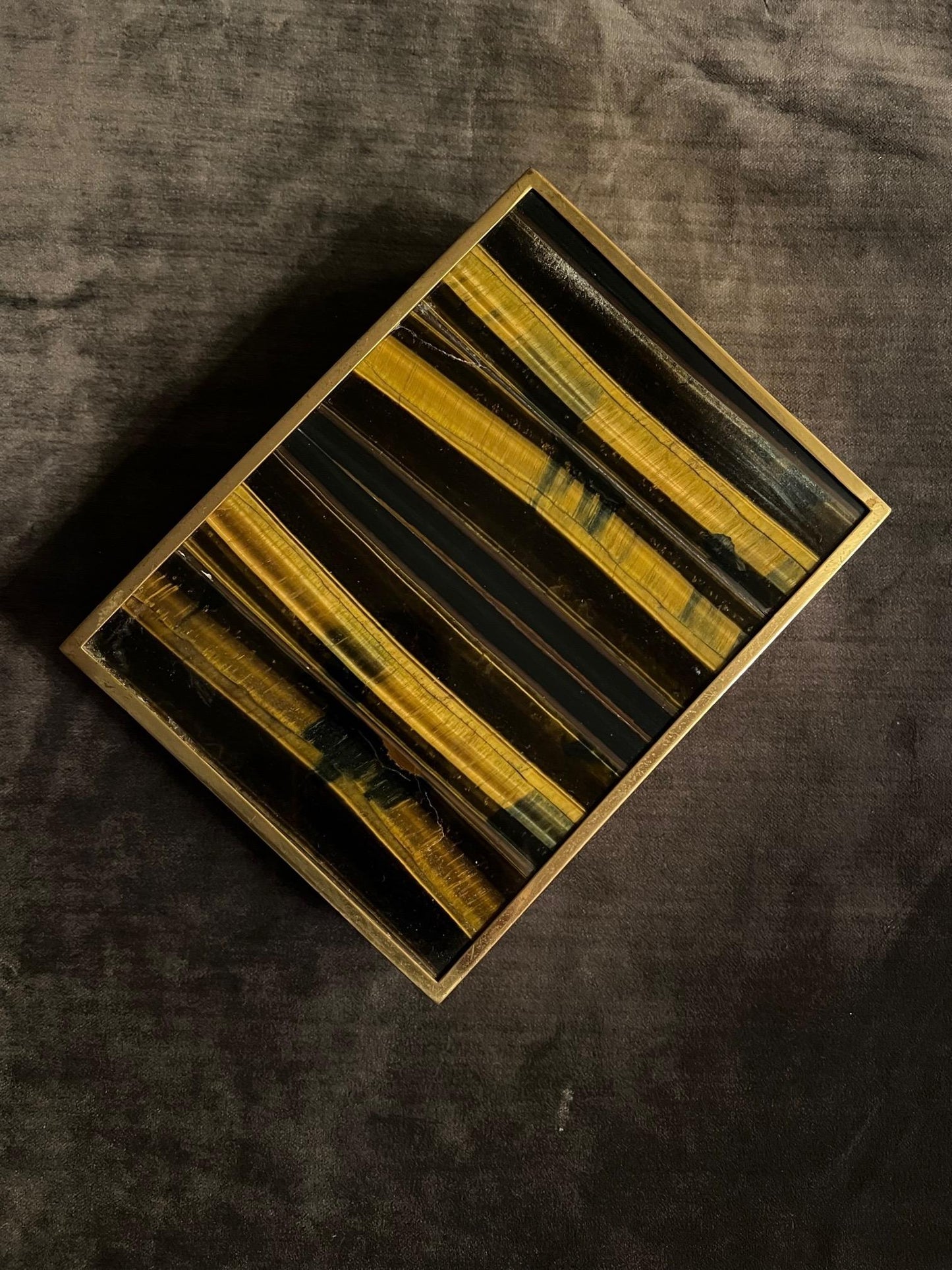 Frisman Vintage Italian Box In Brass And Tiger's Eye