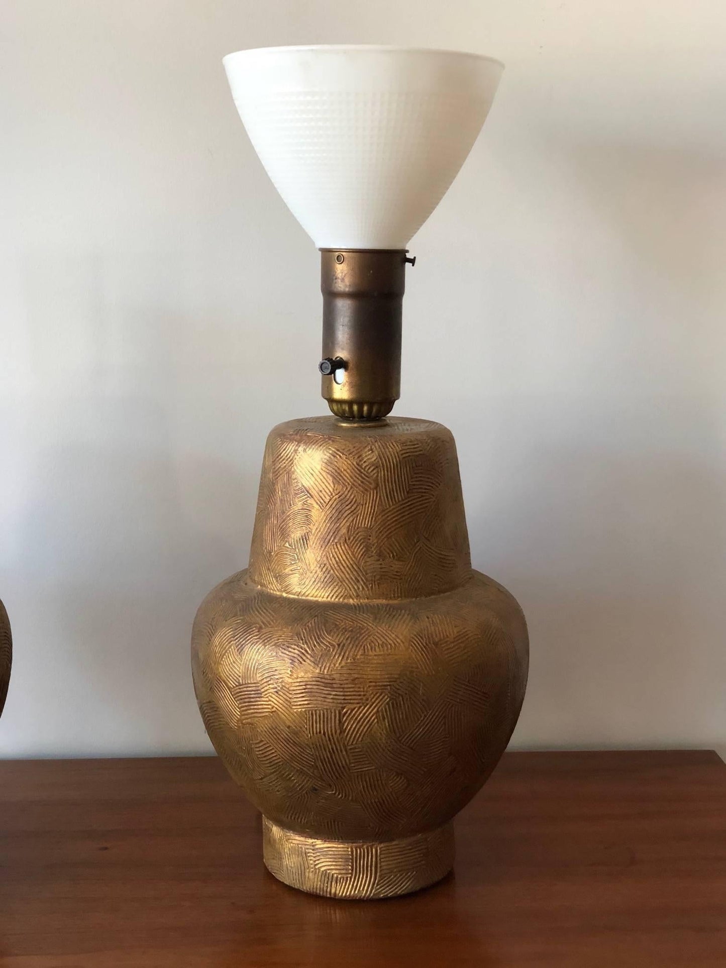 Frisman Vintage Pair of Gilded Wood Lamps by James Mont