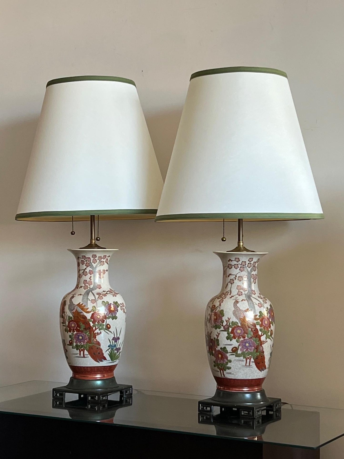 Frisman Vintage Pair of Japanese Hand Painted Lamps