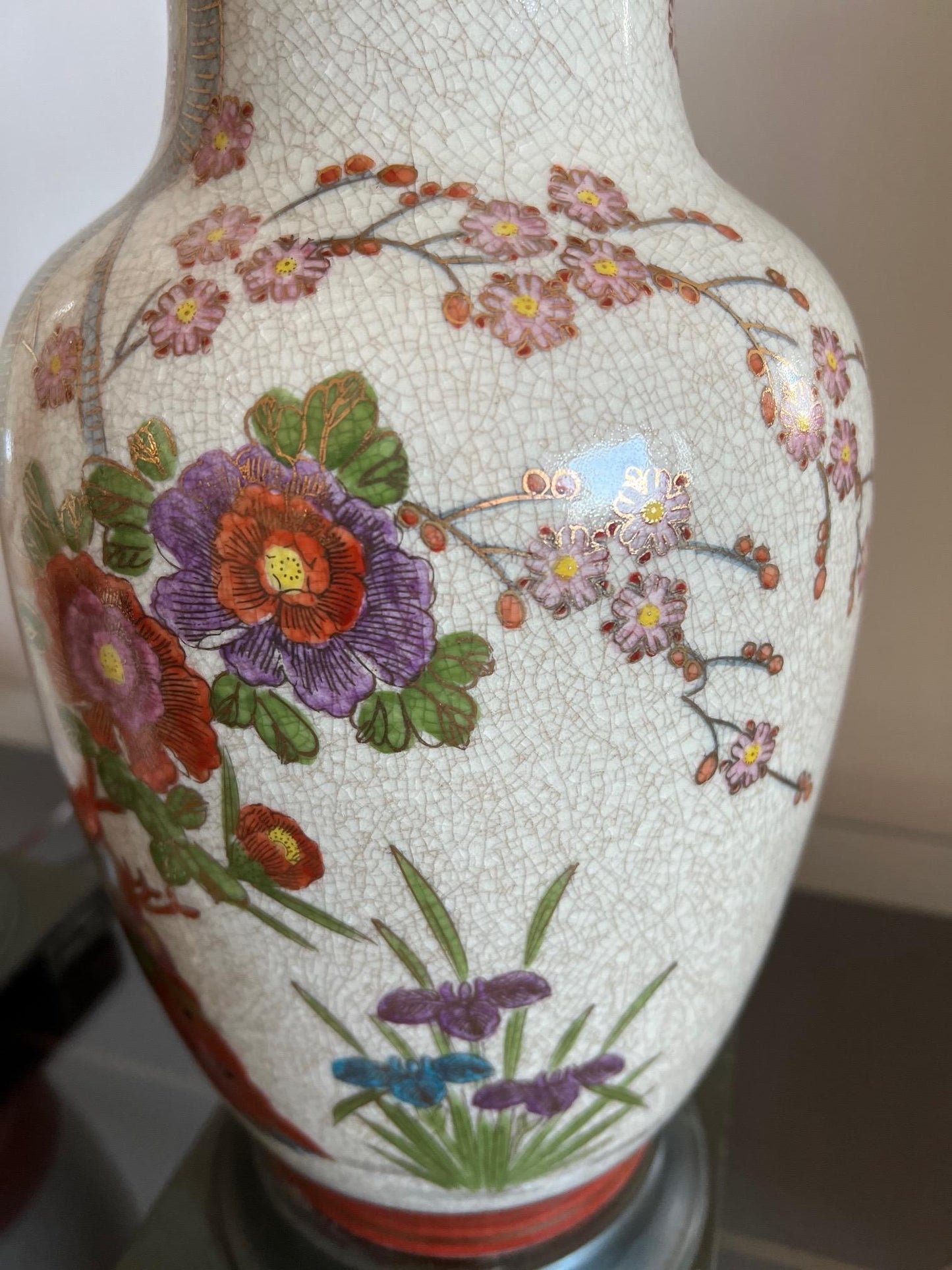 Frisman Vintage Pair of Japanese Hand Painted Lamps