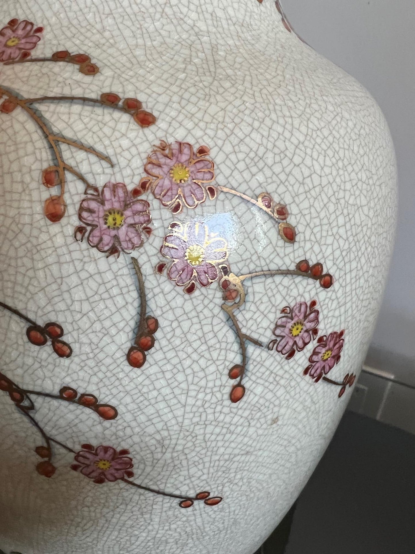 Frisman Vintage Pair of Japanese Hand Painted Lamps