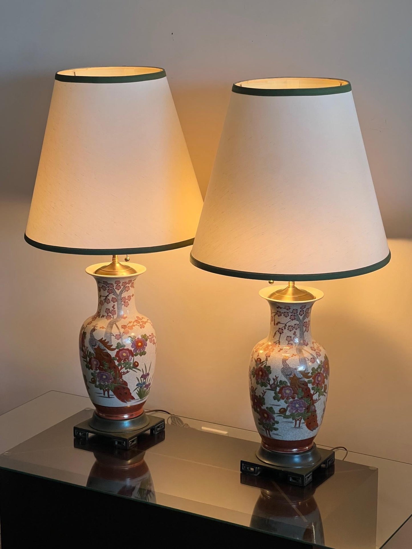 Frisman Vintage Pair of Japanese Hand Painted Lamps