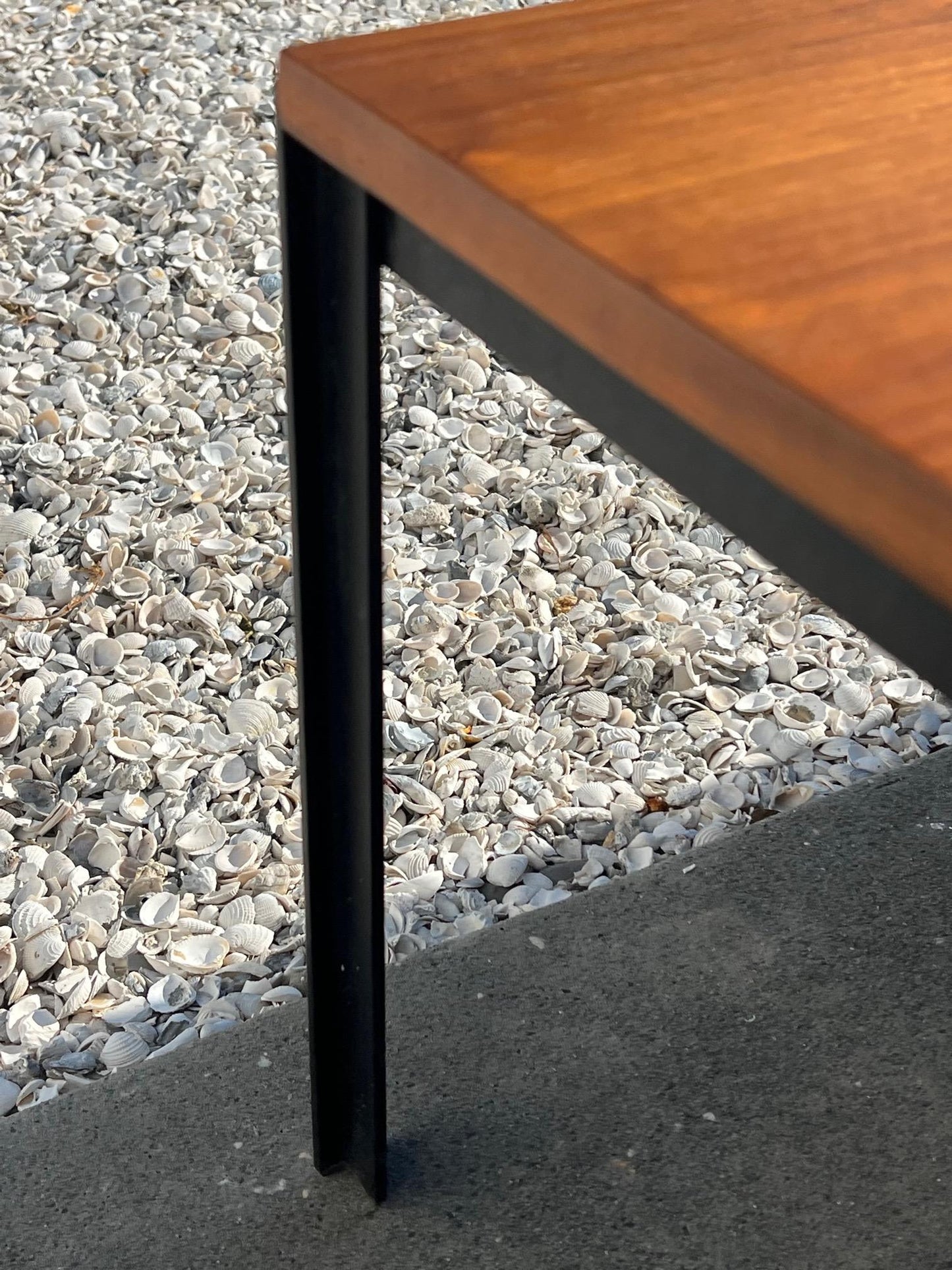 Frisman Vintage A Pair Of Florence Knoll Angle Iron Tables Or Benches In Walnut