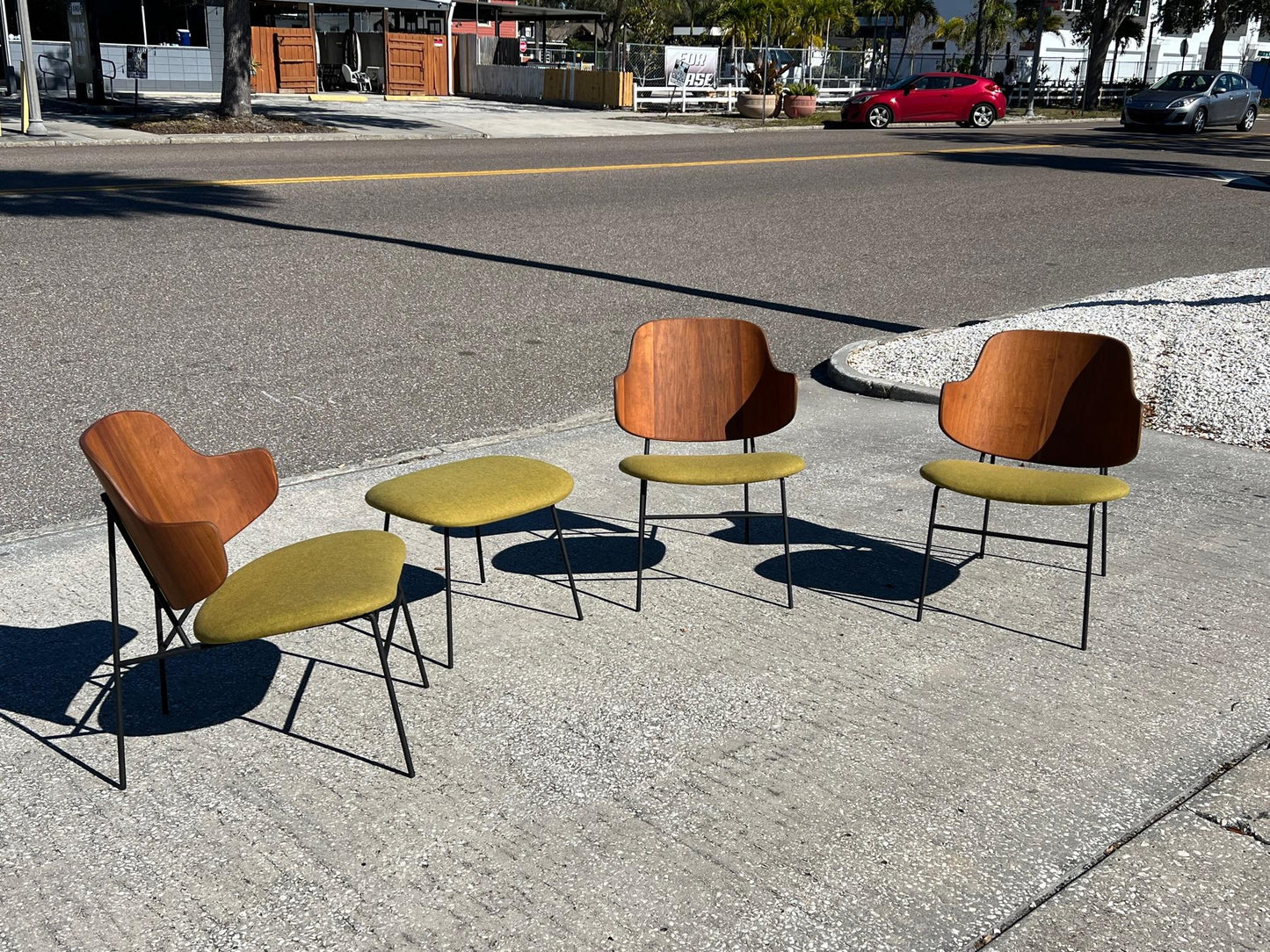 Frisman Vintage A Set of Low Kofod Larsen Penguin Chairs With An Ottoman