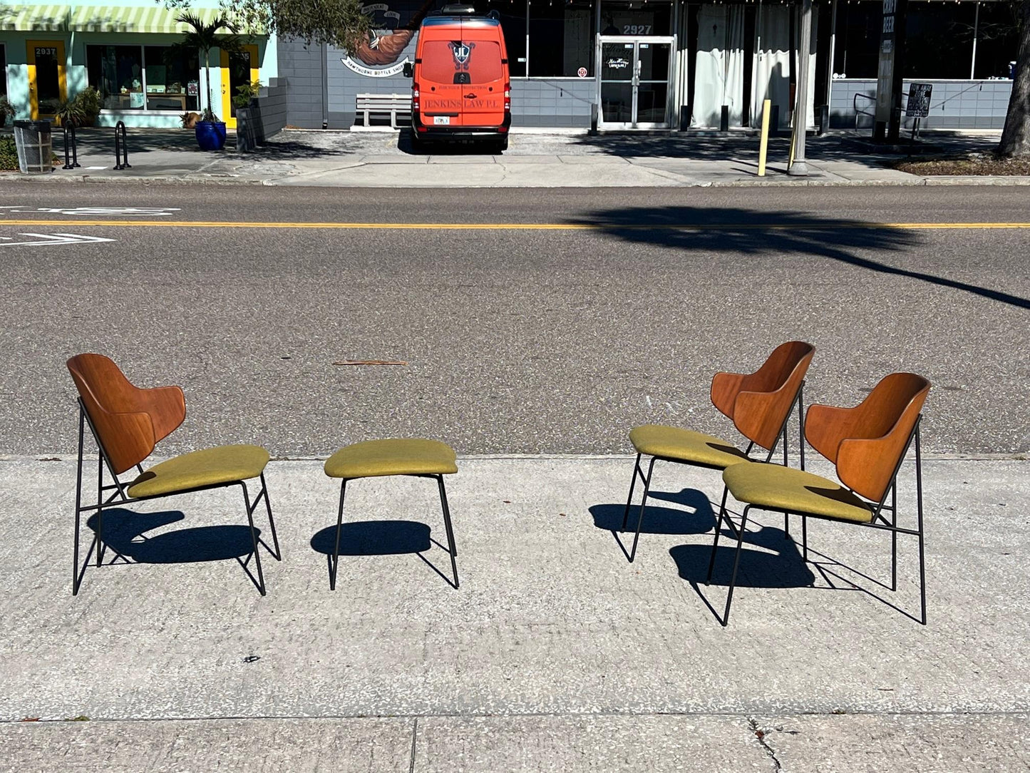 Frisman Vintage A Set of Low Kofod Larsen Penguin Chairs With An Ottoman