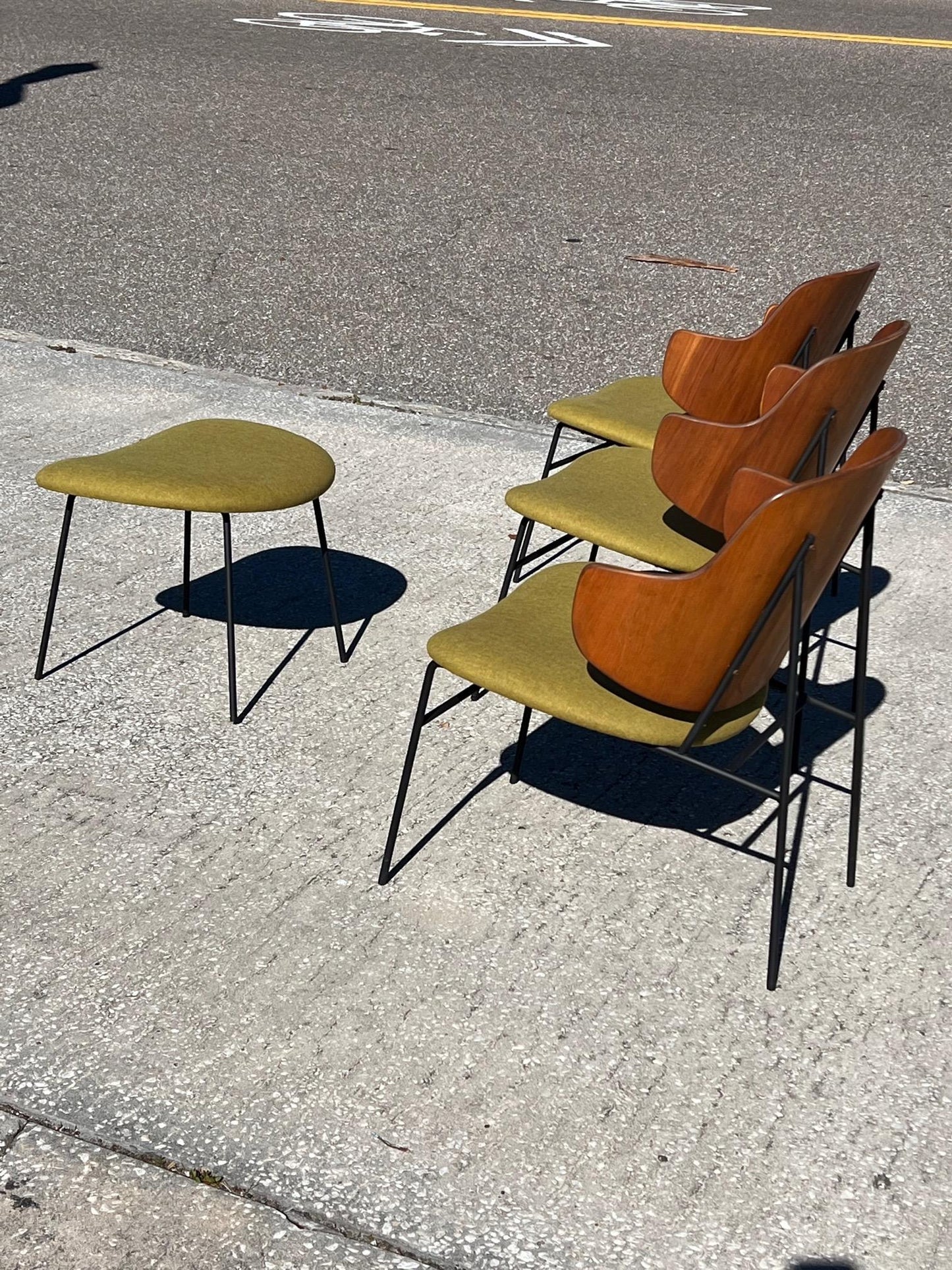 Frisman Vintage A Set of Low Kofod Larsen Penguin Chairs With An Ottoman