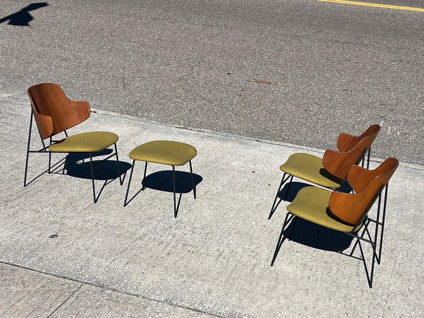 Frisman Vintage A Set of Low Kofod Larsen Penguin Chairs With An Ottoman