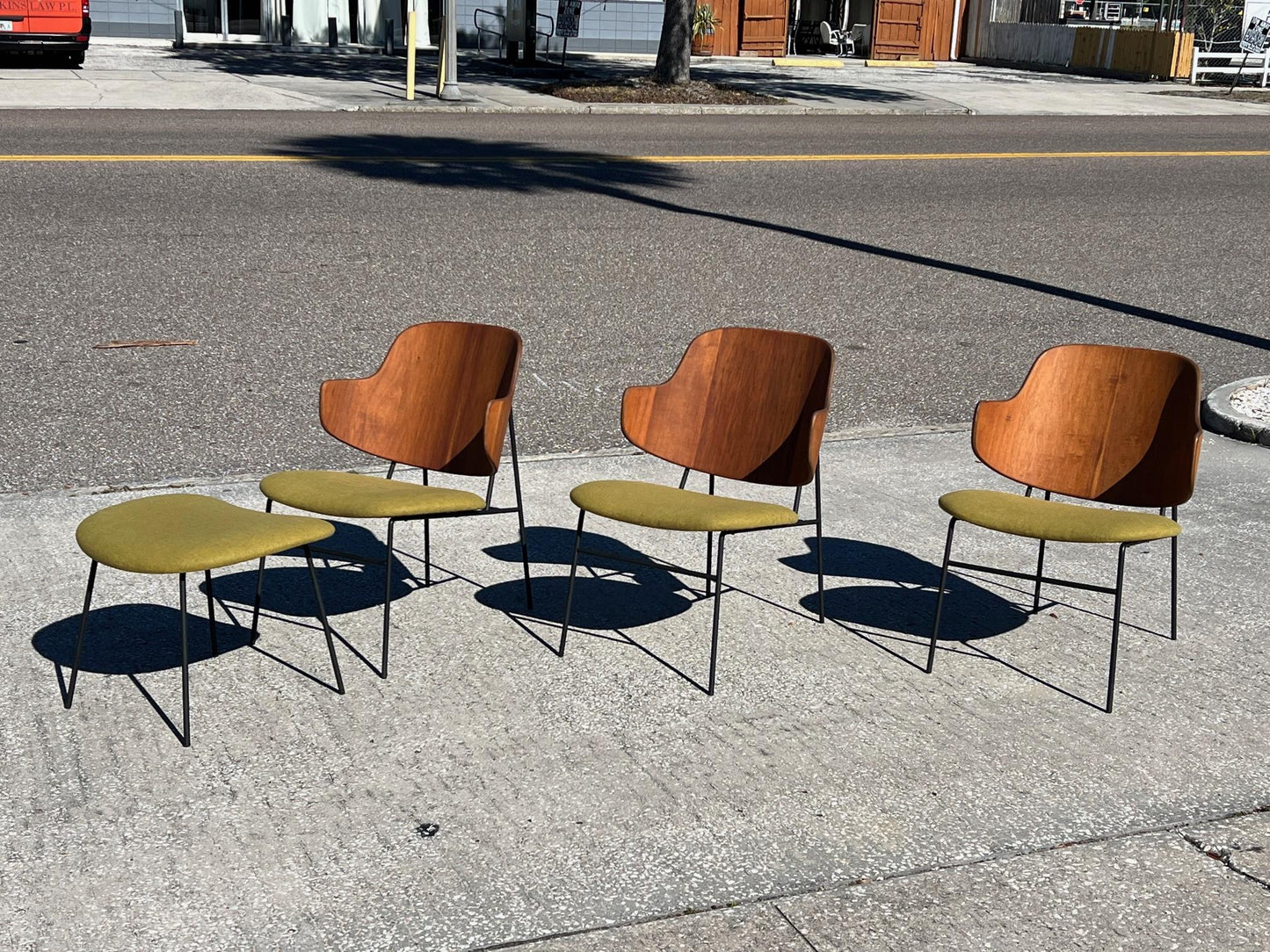 Frisman Vintage A Set of Low Kofod Larsen Penguin Chairs With An Ottoman