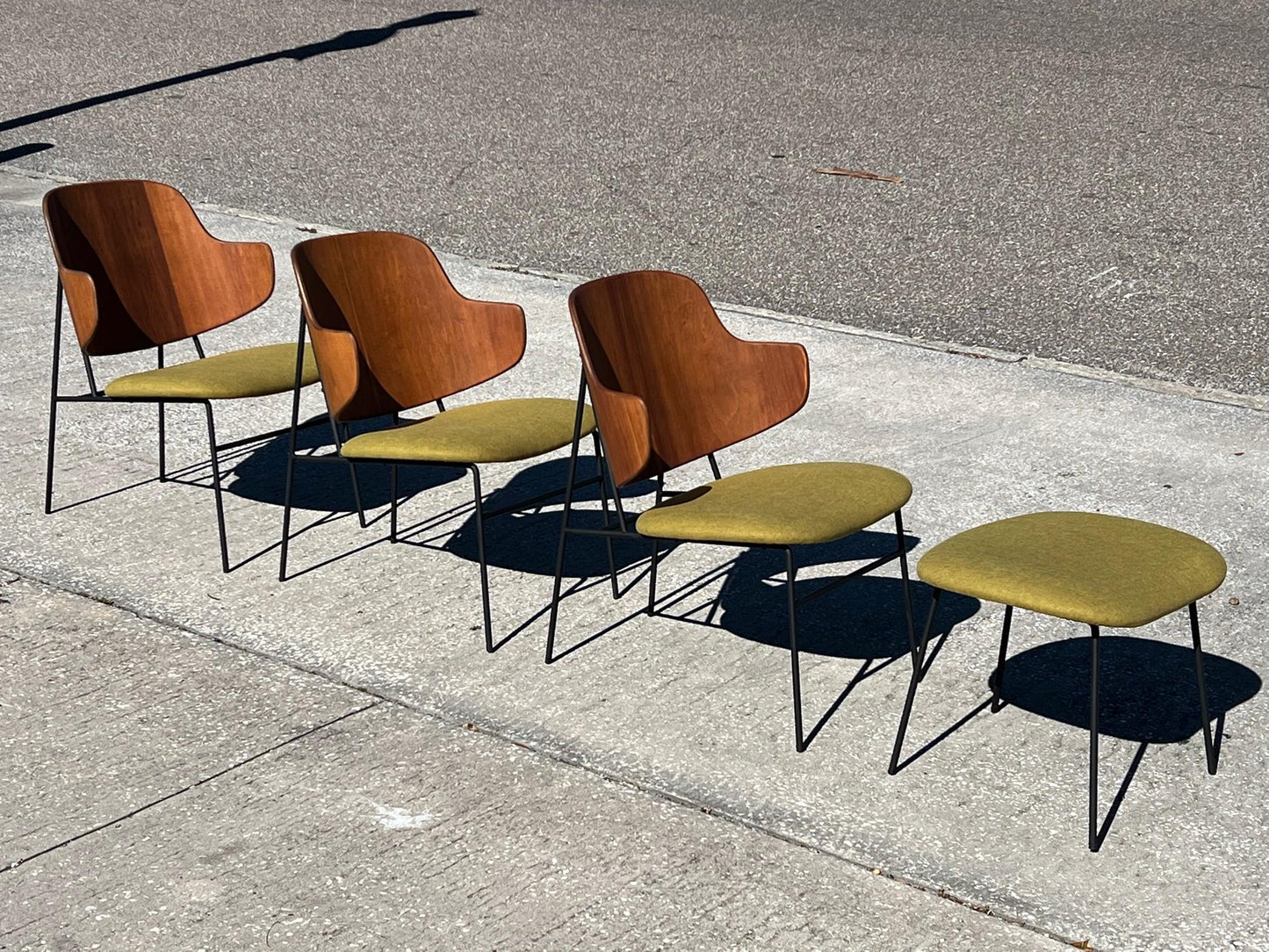 Frisman Vintage A Set of Low Kofod Larsen Penguin Chairs With An Ottoman